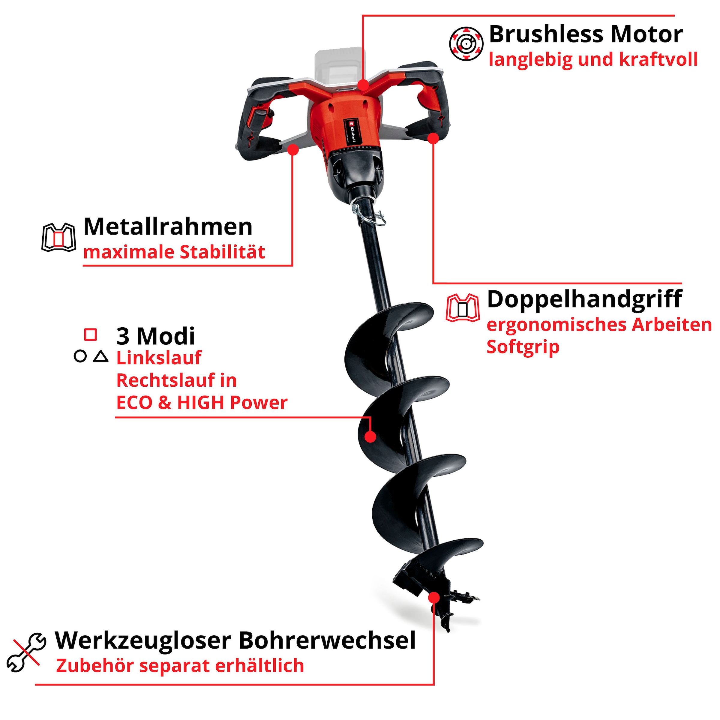 Einhell Erdbohrer »GP-EA 18/150 Li BL-Solo«, ohne Akku