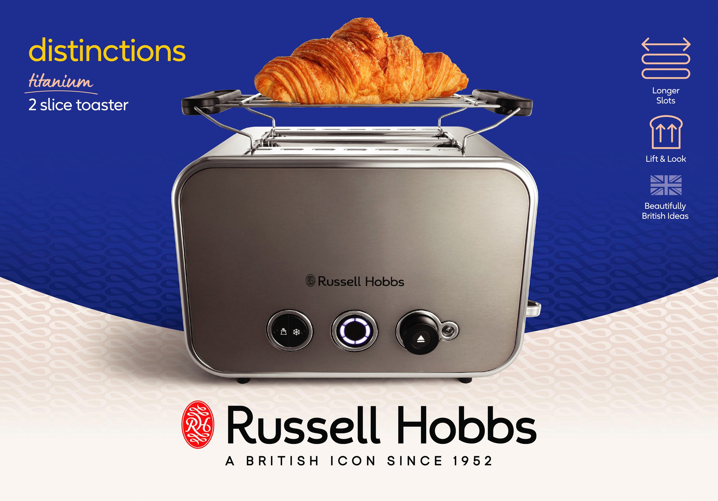 RUSSELL HOBBS Toaster »Distinctions Titanium 26432-56«, 2 kurze Schlitze, für 2 Scheiben, 1600 W