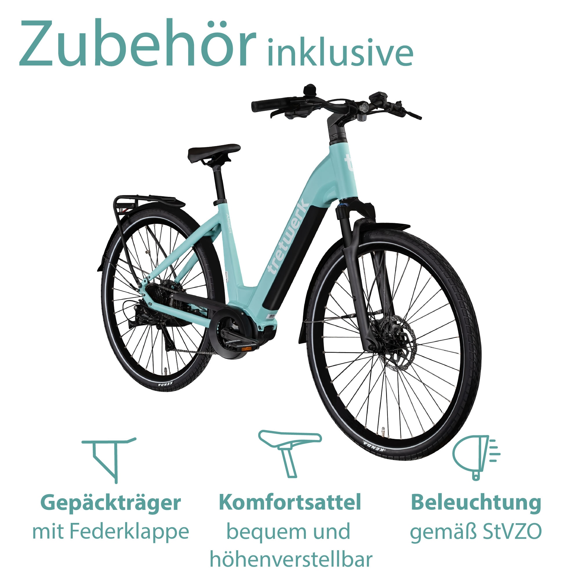 Tretwerk E-Bike »Amber«, 8 Gang, Shimano, Acera M3020 SGS, Mittelmotor 250 W, E Bike Damen 28" Elektrofahrrad 155 - 185cm Hollandrad