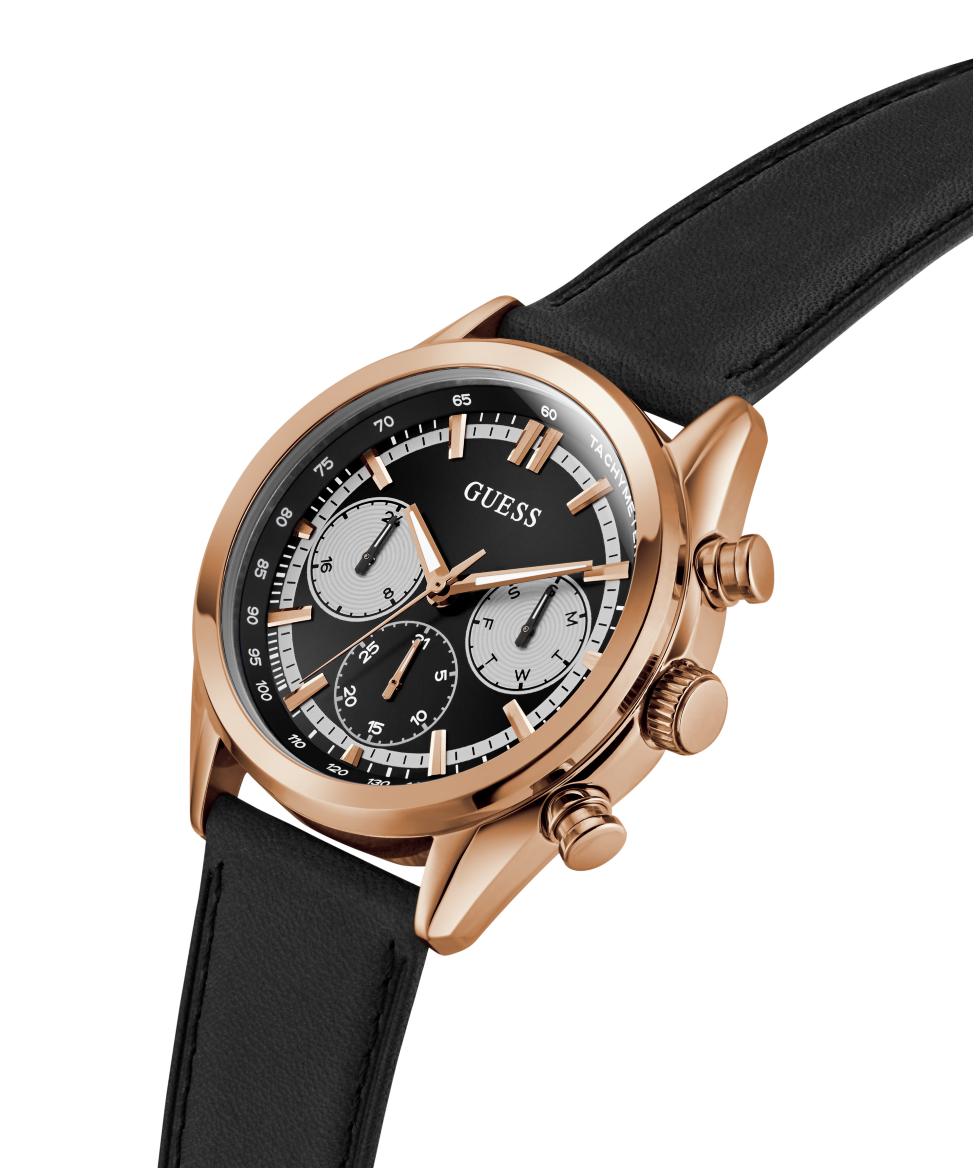 Guess Multifunktionsuhr »DAWSON«, Quarzuhr, Armbanduhr, Herrenuhr, Lederarmband