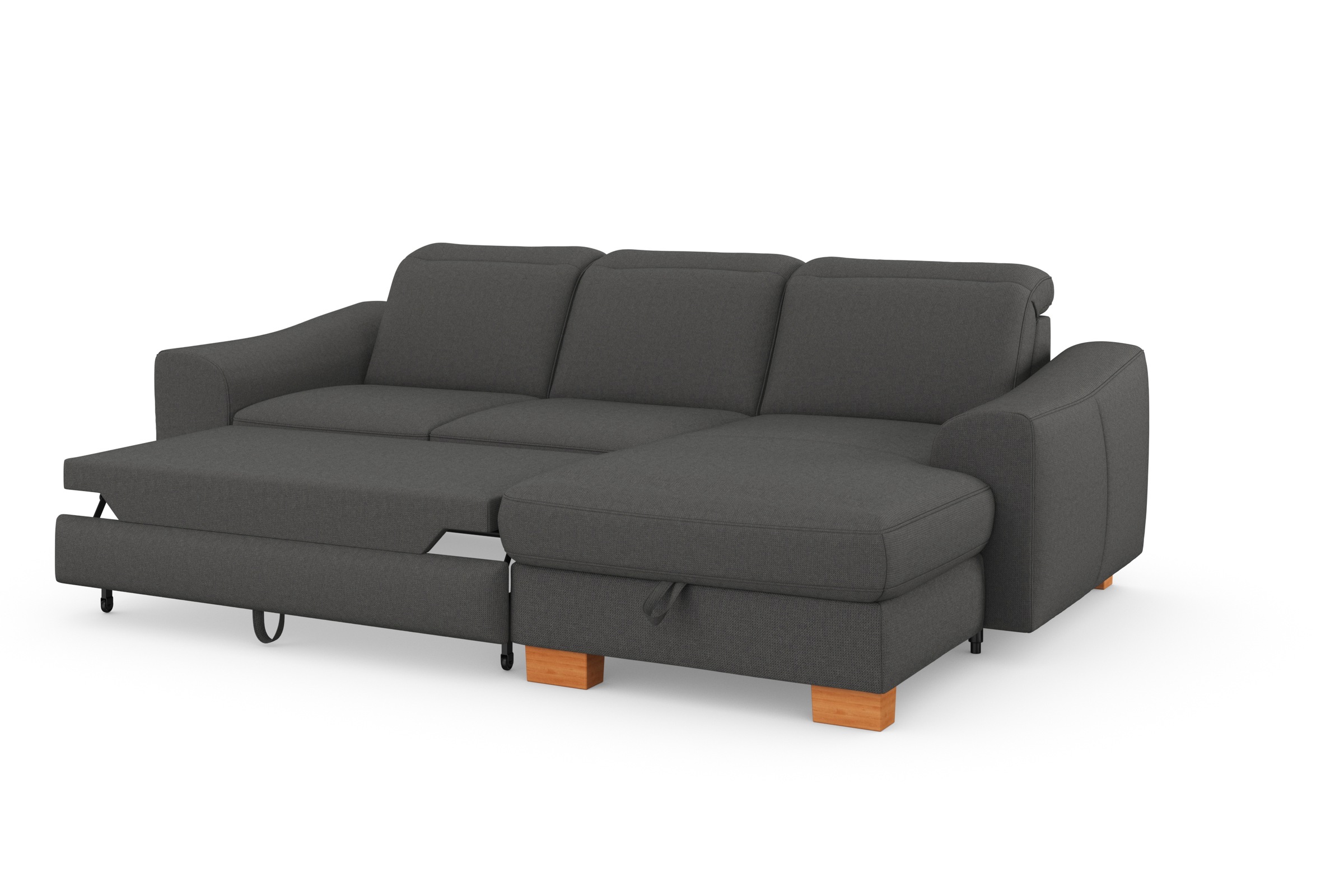 sit&more Ecksofa »Dundee L-Form«, mit Federkern und Massivholzfüßen, wahlweise mit Kopfteilverstellung