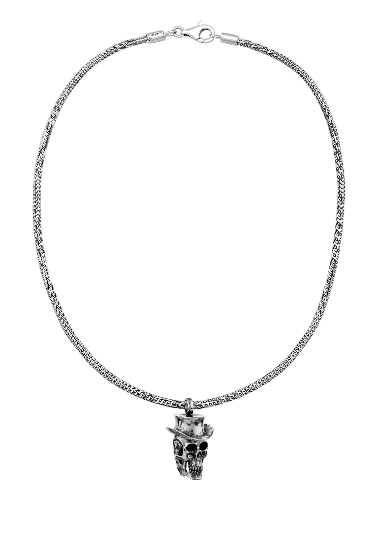 Kuzzoi Kette mit Anhänger »Herren Schlangenkette Totenkopf mit Hut 925 Silber«