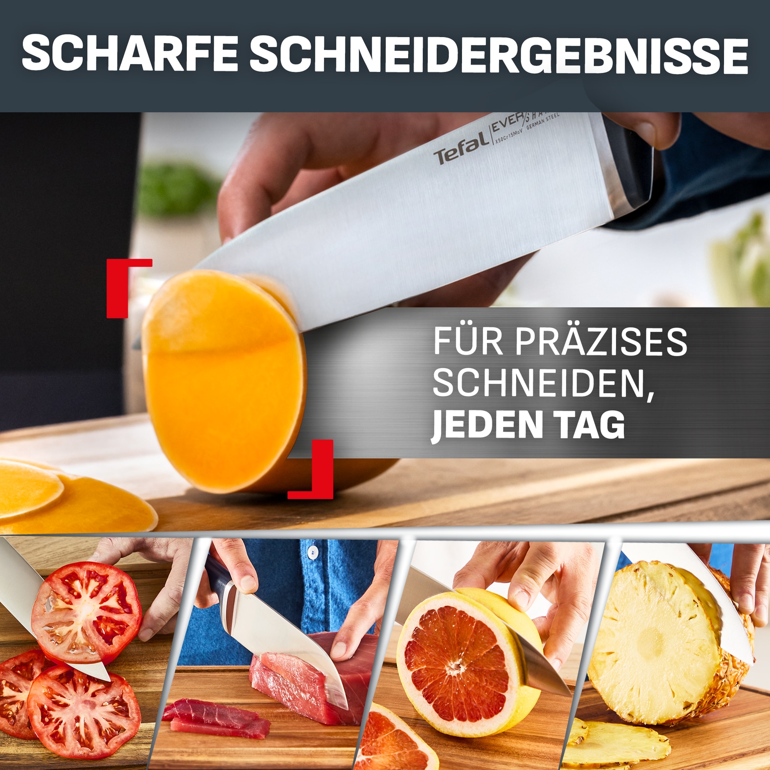 Tefal Messer-Set »EverSharp Pro« selbstschärfender Messerblock, Klinge aus deutschem Edelstahl