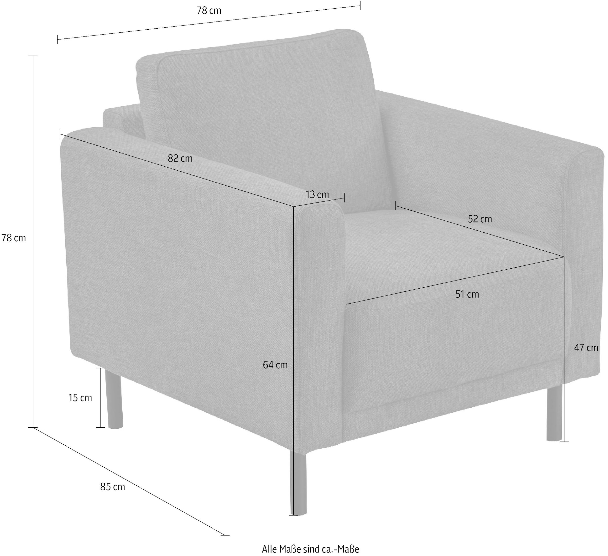 OTTO home Sessel »Sveeva, Breite 78 cm, schwarze Metallfüße« langlebiger Webstoff, viele Farben zur Auswahl