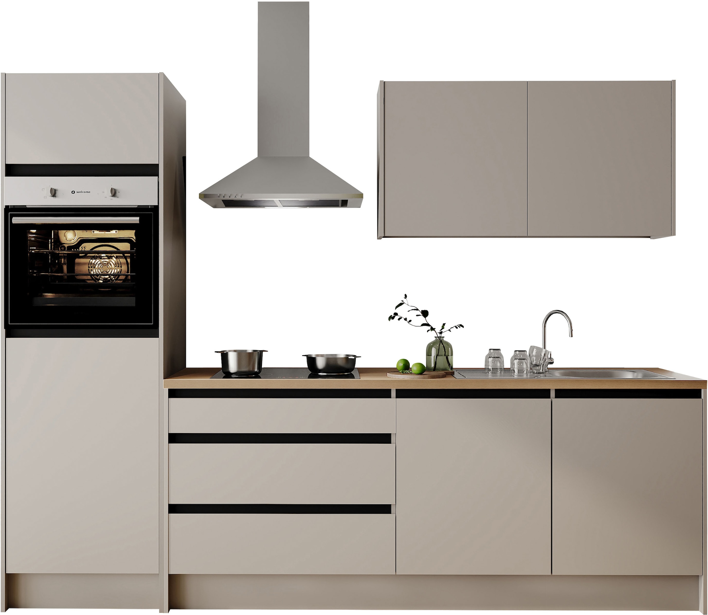 BASIC by Balculina Küchenzeile »Isis B/T/H 273x60x210 cm« Breite 273 cm, wahlweise mit E-Geräten und Induktionskochfeld