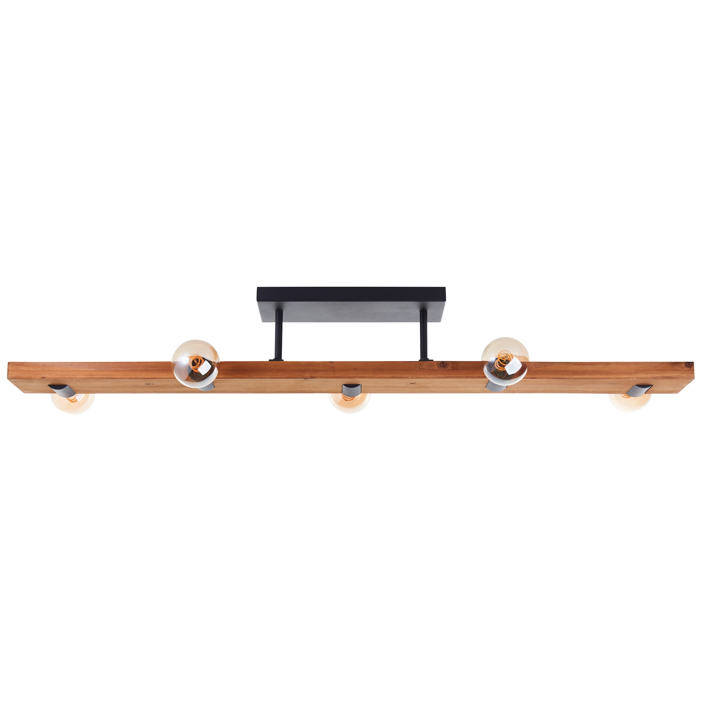 Brilliant Deckenleuchte »Mertes«, 5 flammig, Leuchtmittel E27 | ohne Leuchtmittel, Deckenlampe, E27, 115 x 12,5 cm, Holz/Metall, braun/schwarz
