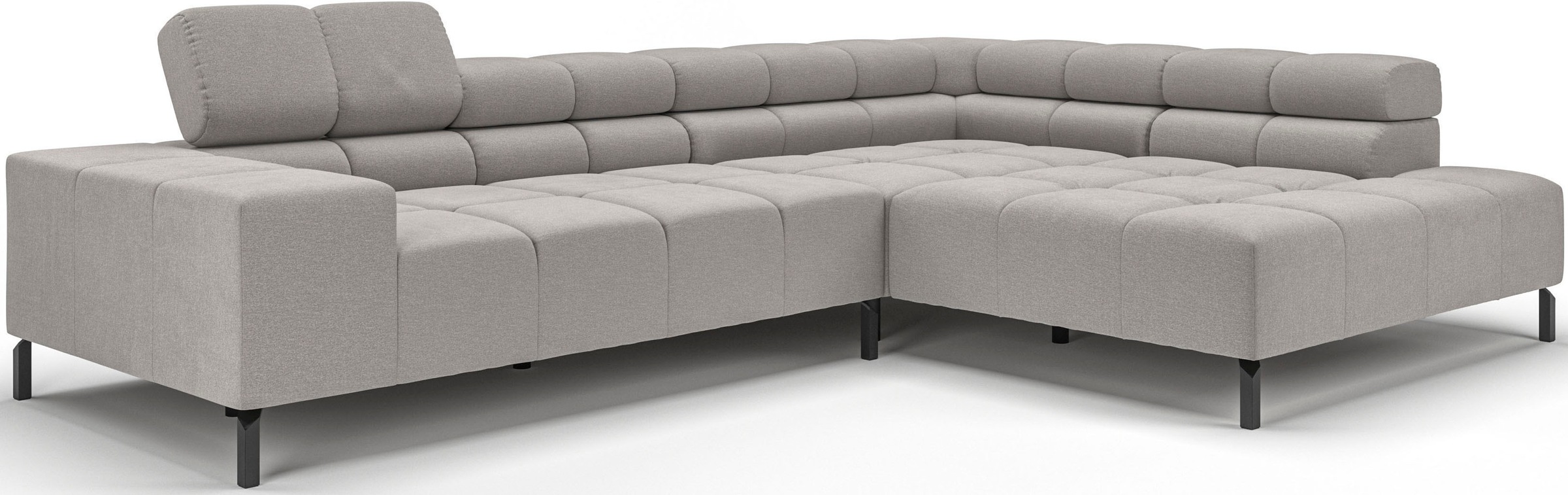 INOSIGN Ecksofa »Ancona New, wahlweise motorische Sitztiefenverstellung, auch in Cord«, feine Steppung, mit Kopfteilverstellung, 3 Zierkissen, L-Form