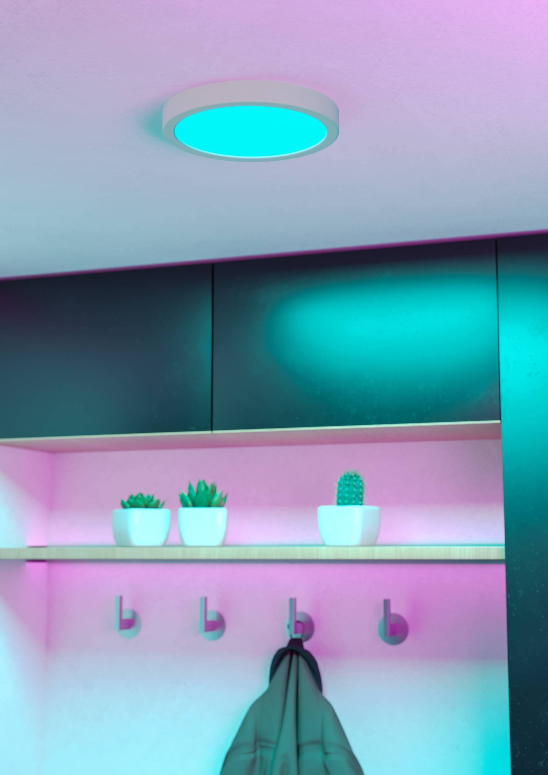 EGLO Aufbauleuchte »Fueva 6-Z Deckenlampe, ZigBee, App und Sprachsteuerung, Badlampe, IP44« LED-Modul 1 Stk. Kaltweiß | RGB Aufbauleuchte - H2,5 x Ø21,1 cm - weiß - 11,2W inkl.