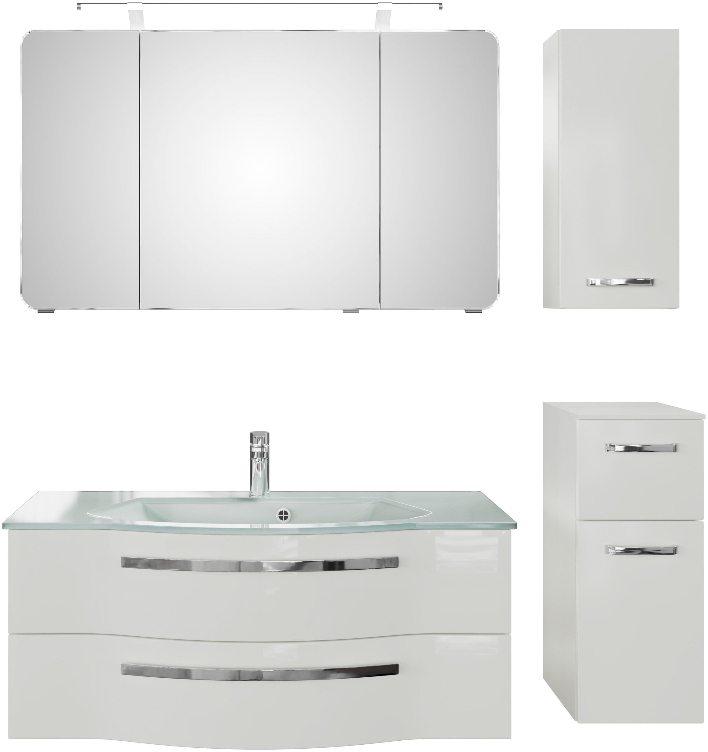 Saphir Badmöbel-Set »Serie 4005, vormontiert, Glaswaschbecken, Spiegelschra günstig online kaufen