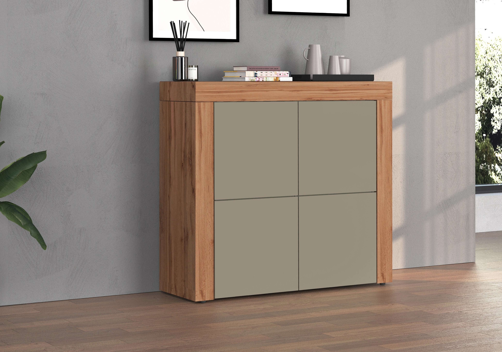 INOSIGN Highboard »CHRONOS Breite 140 cm mit 4 Türen und 8 Fächer 'Made in Italy'«, (1 St.), Hohes Sideboard, Kommode, Schrank, Grifflos mit Push to Open