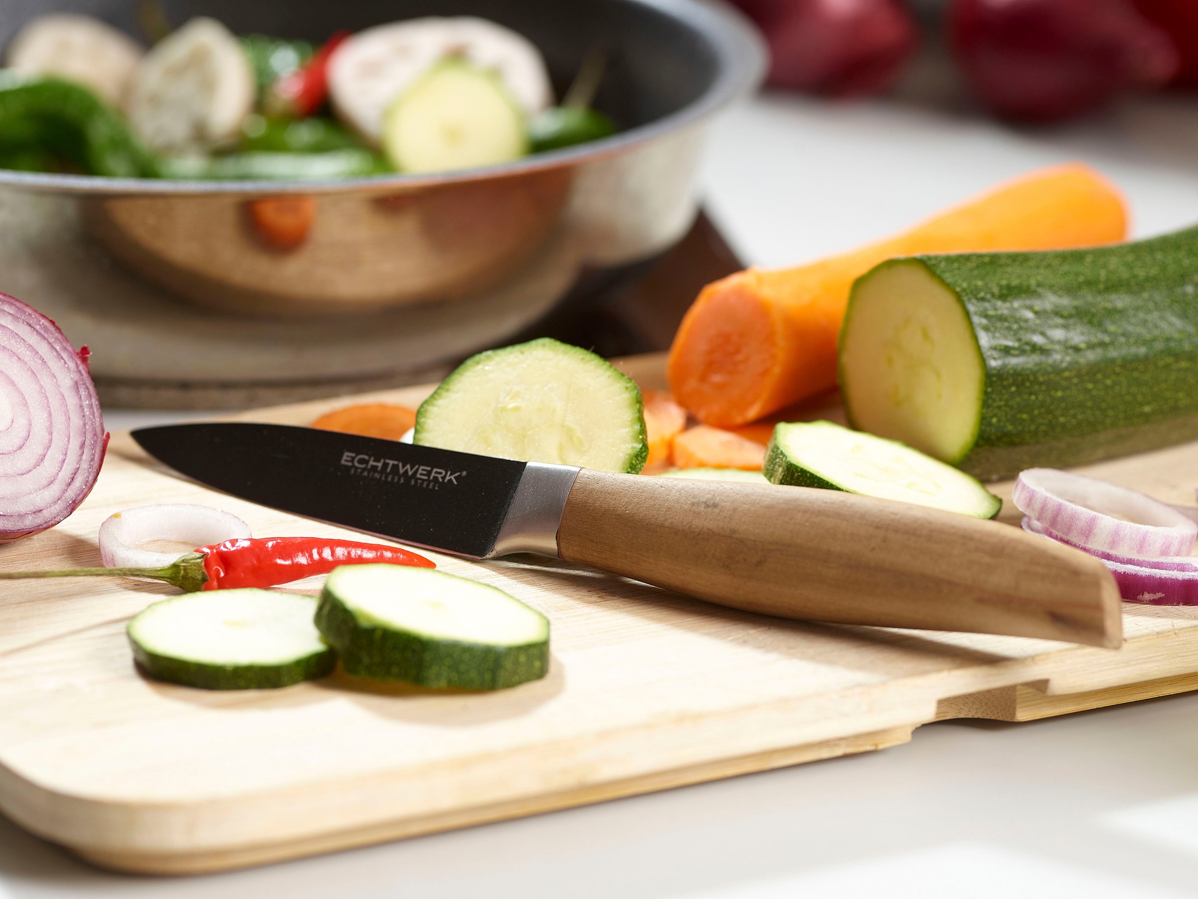 ECHTWERK Schälmesser »Classic« aus hochwertigem Stahl, Obst- & Gemüsemmeser mit Holzgriff, 8,8 cm