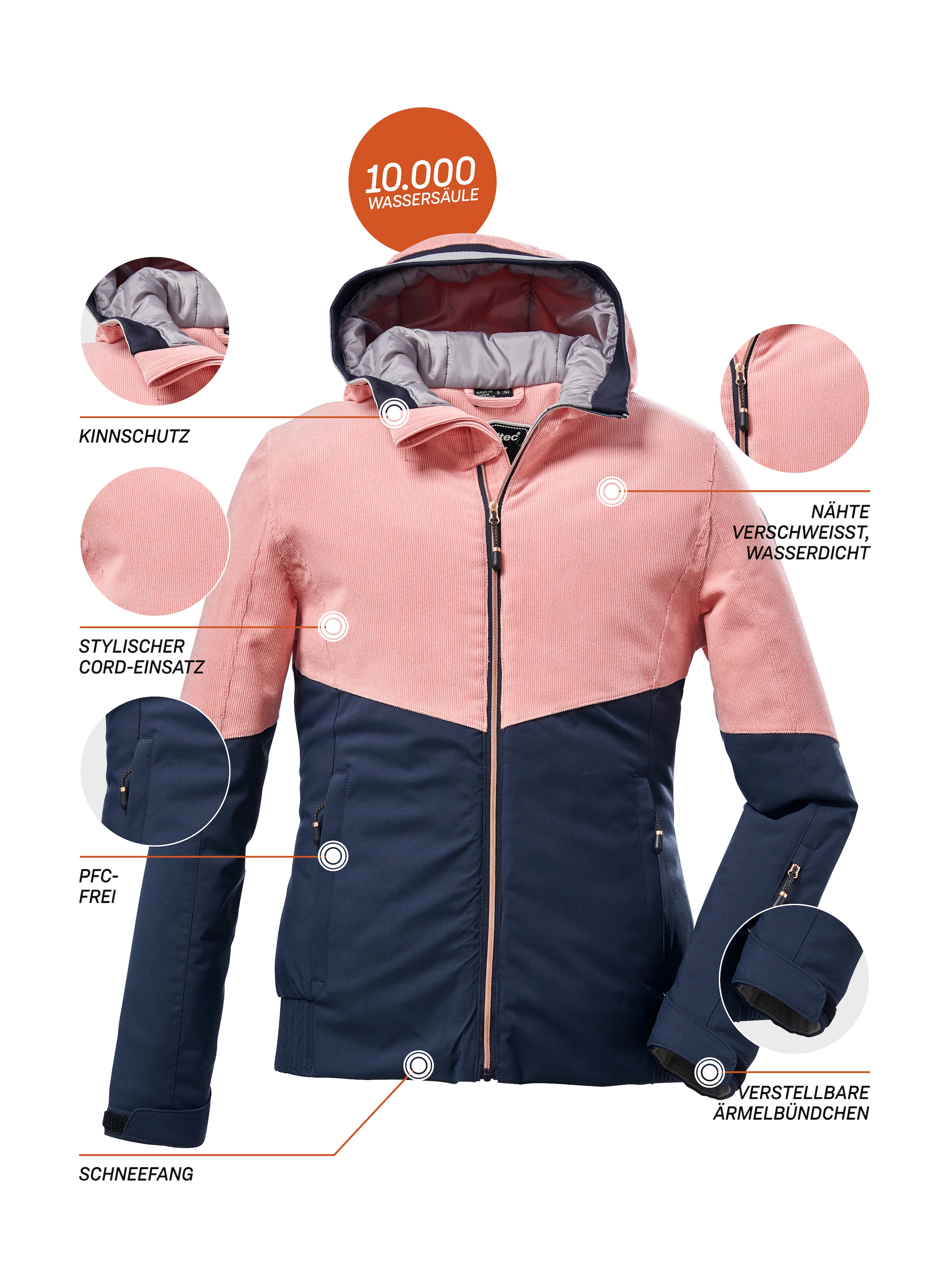 Killtec Skijacke »KSW 52 GRLS SKI JCKT« Wasser- und winddichte Skijacke mit urbanem Look und Fleecefutter