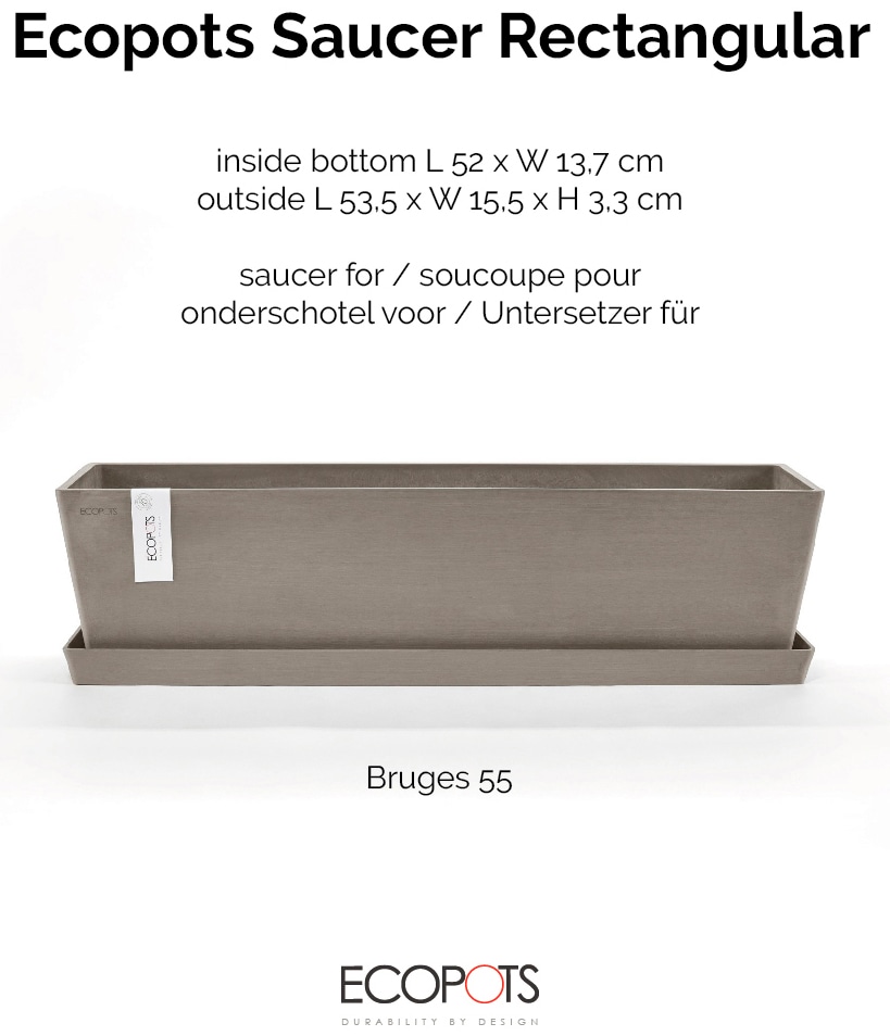 ECOPOTS Topfuntersetzer »Rechteckig 55 Taupe«, für innen und außen: frostsicher, bruchsicher und lichtbeständig