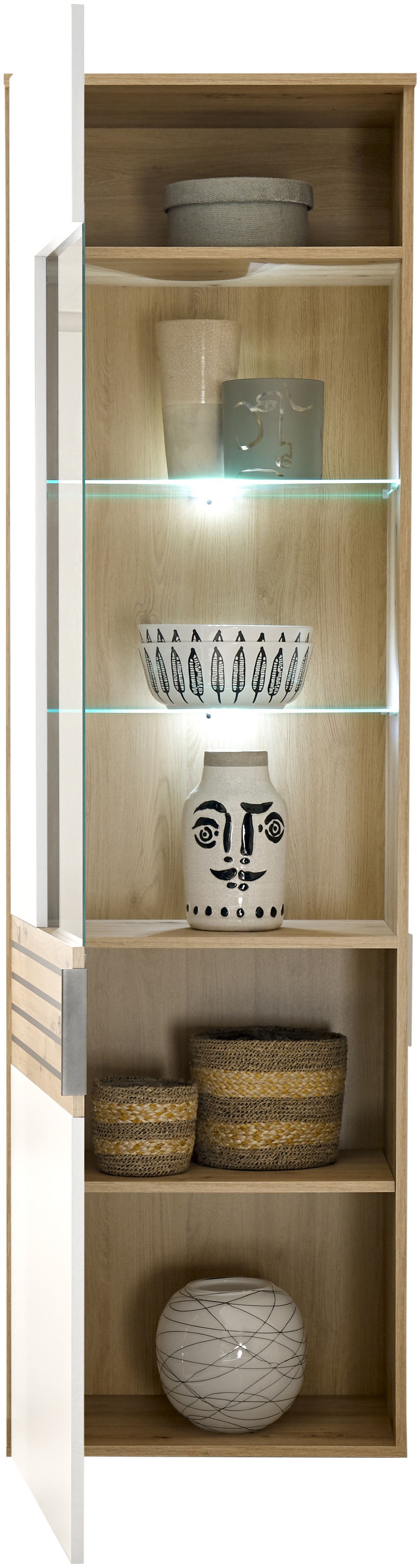 HBZ Vitrine »BZ 5110«, (1 St.), mit LED-Beleuchtung, Vitrinenschrank wahlweise in grau oder weiß