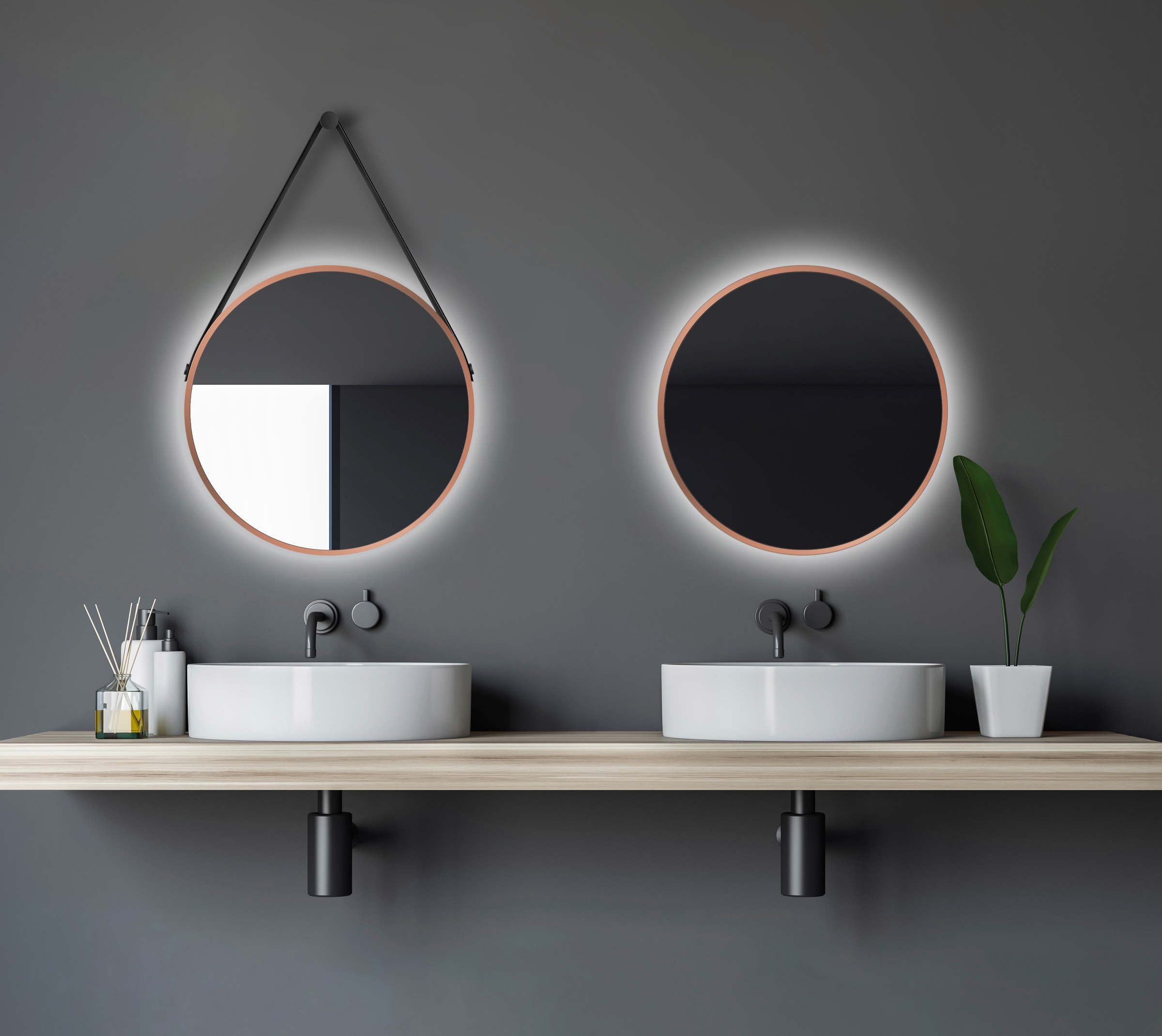 Talos LED-Lichtspiegel, rund, mit indirekter LED Beleuchtung, matt Ø 50 cm