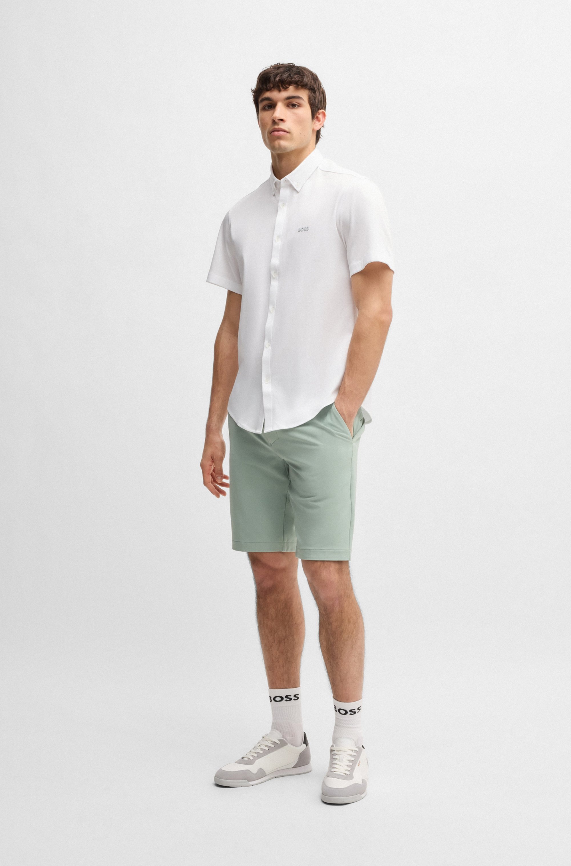 BOSS GREEN Kurzarmhemd »B MOTION S« mit Logoschriftzug auf der Brust