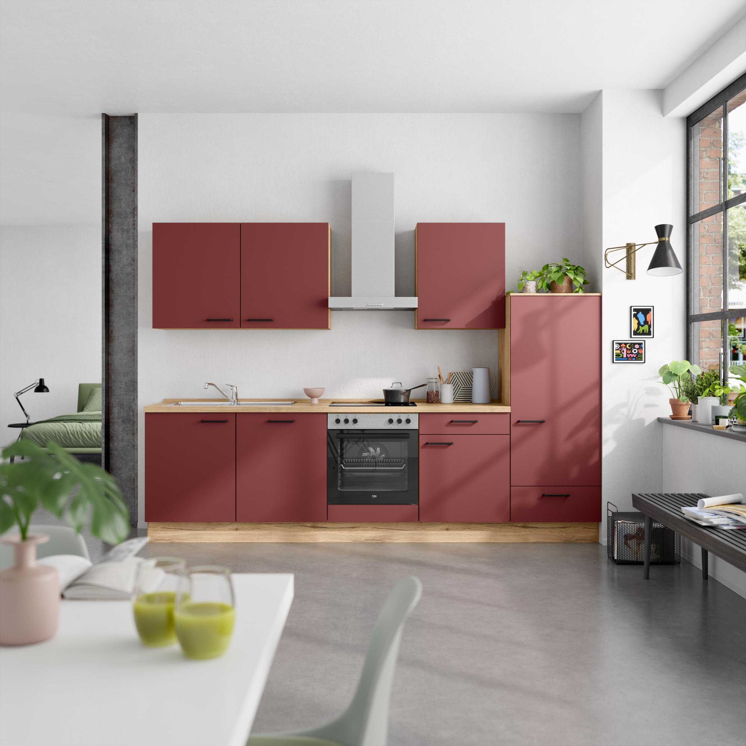 nobilia® Küchenzeile »"Easytouch I"«, vormontiert, Ausrichtung wählbar, Breite 300 cm, wahlw. mit E-Geräten