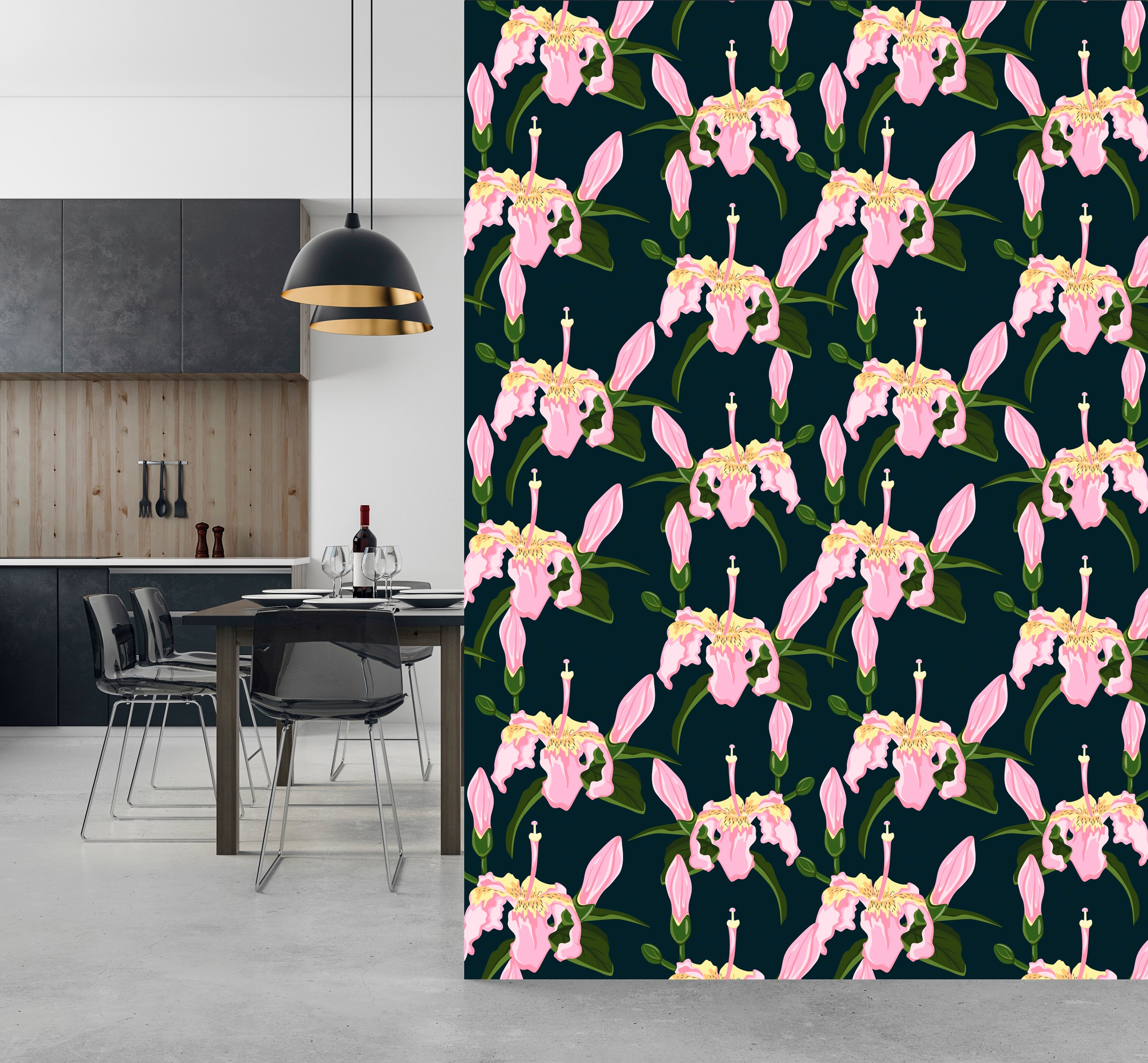 queence Vinyltapete »Evelyn«, bedruckt-Motiv-botanisch-floral-gemustert-natürlich, 90x250cm, selbstklebend, kinderleichte Anbringung, Sticker