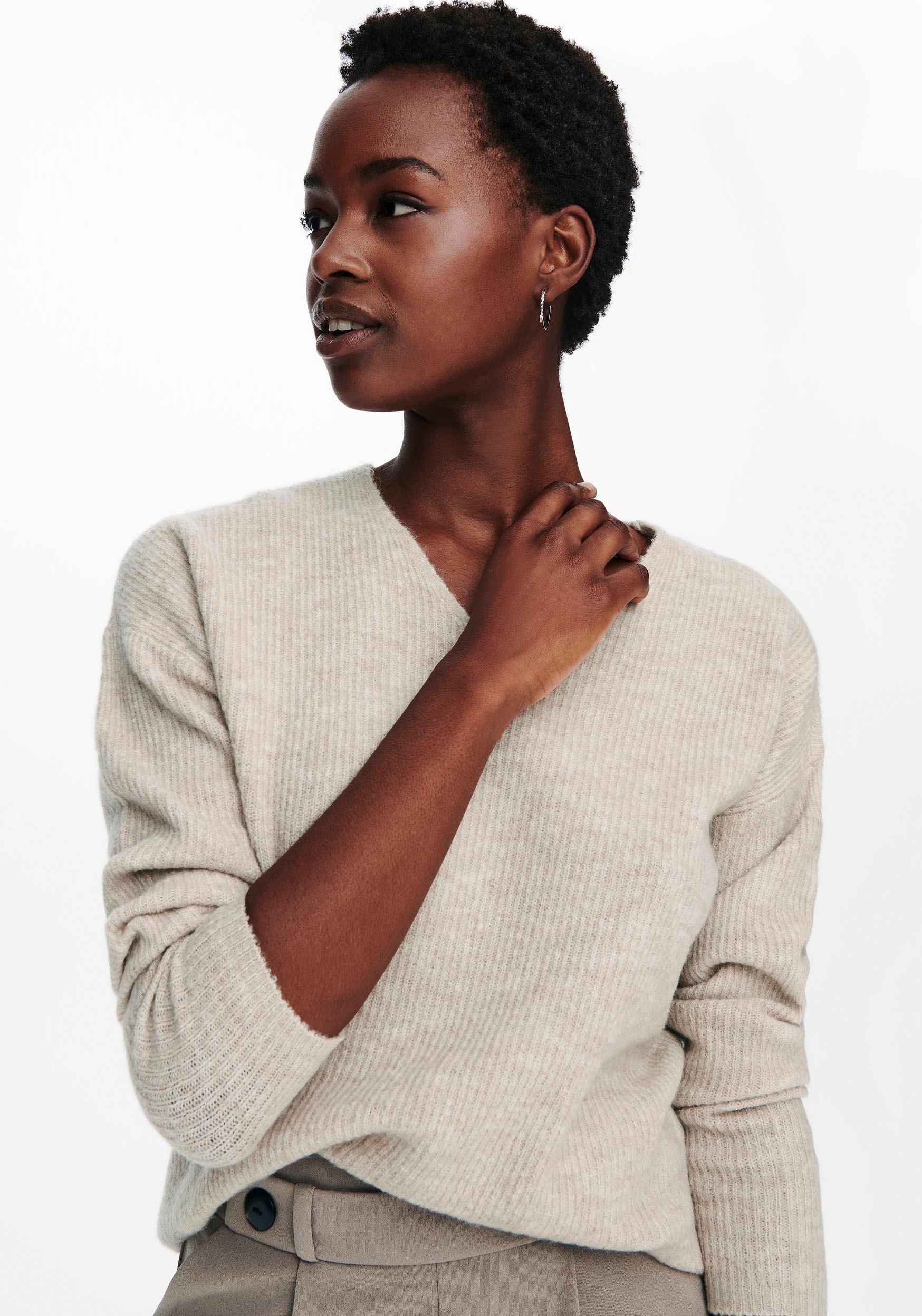 ONLY Strickpullover »ONLCAMILLA V-NECK L/S PULLOVER KNT NOOS«