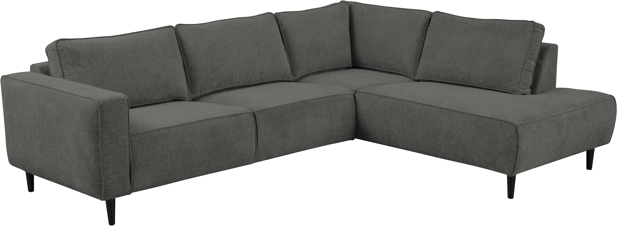 Places of Style Ecksofa »Fumone, Lederoptik oder Soft-Touch Chenille«, Breite 260, mit schwarzen Massivholzfüßen