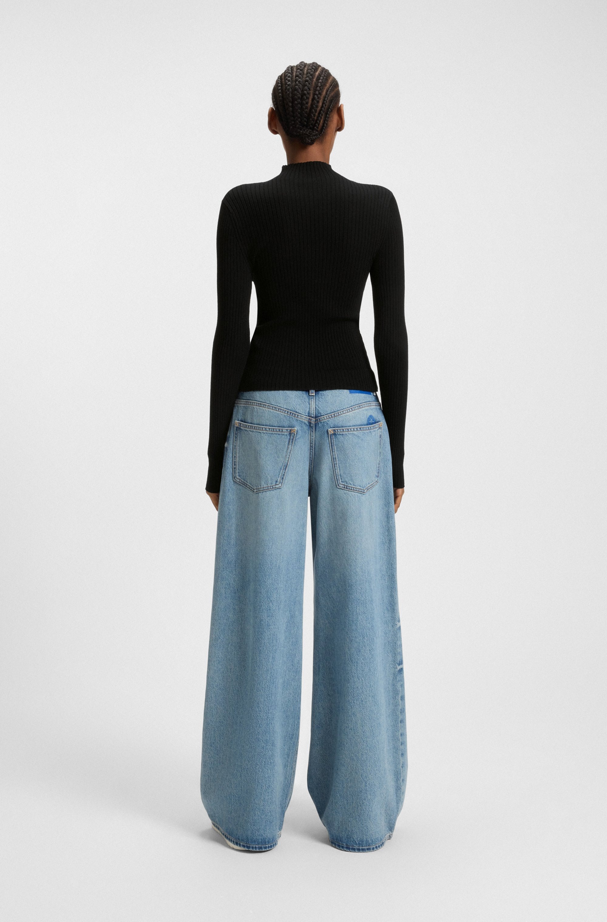 HUGO Blue Stehkragenpullover »Sarmie« mit Label-Stitching