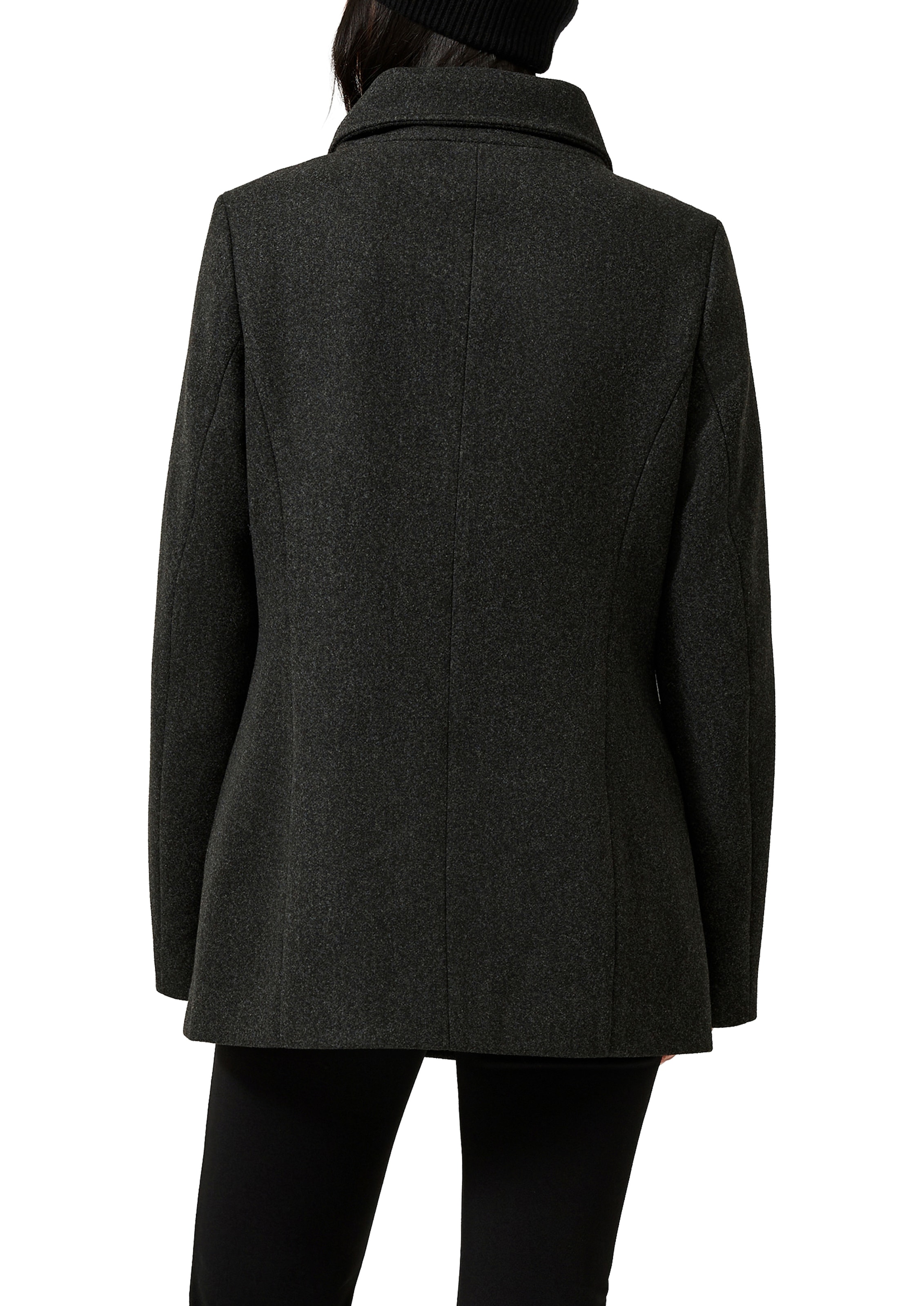 QS Langjacke ohne Kapuze Winterjacke in Woll-Optik mit doppelter Knopfleiste