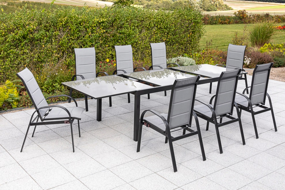 MERXX Garten-Essgruppe »Marini« 9 Stk. tlg. 8 Klappsessel, ausziehbarer Tis günstig online kaufen