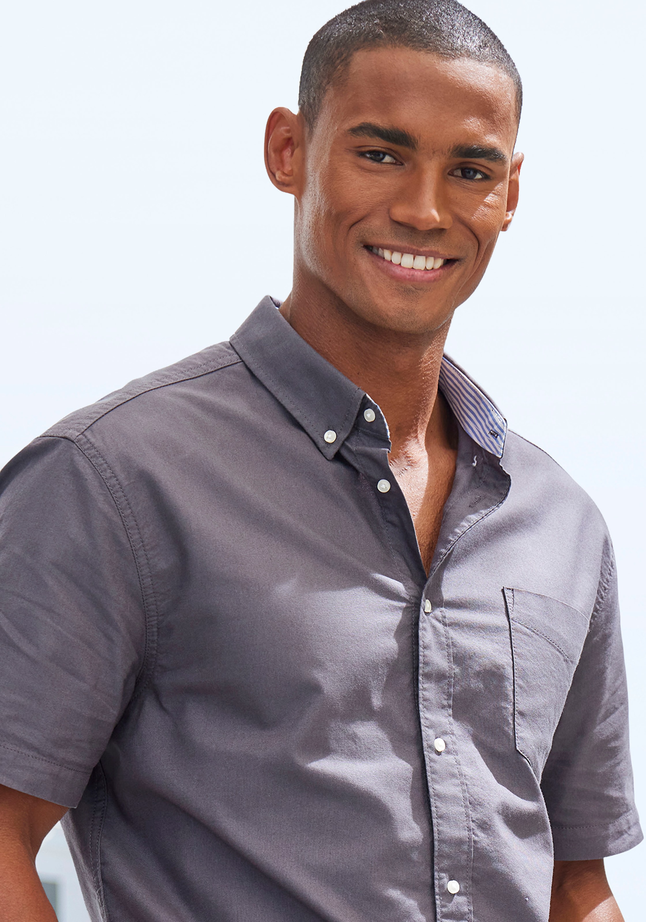 H.I.S Kurzarmhemd »regular-fit«, mit Button-down-Kragen, reine Baumwolle