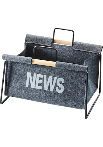 locker Zeitungsständer »Zeitungsständer aus Metall, schwarz und Filz dunkelgrau« kaufen