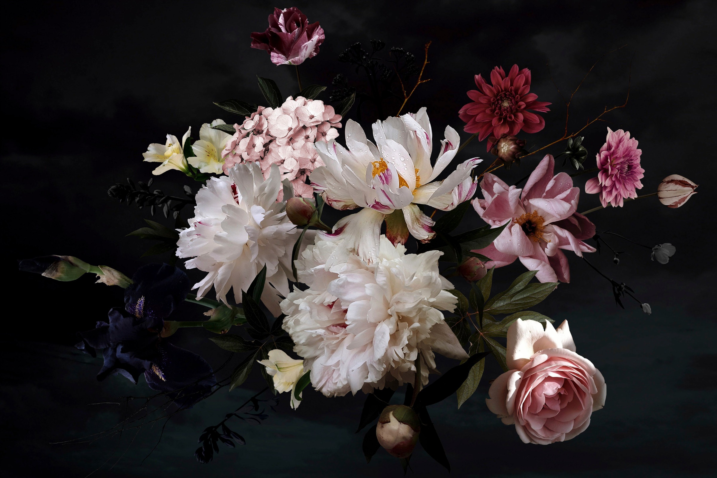 A.S. Création Leinwandbild »Blunch Of Flowers«, Kunst-Blumen-Kinder, (1 St.), Romantische Blumen, Rosen Keilrahmen Leinwand-Bild Wohnzimmer modern