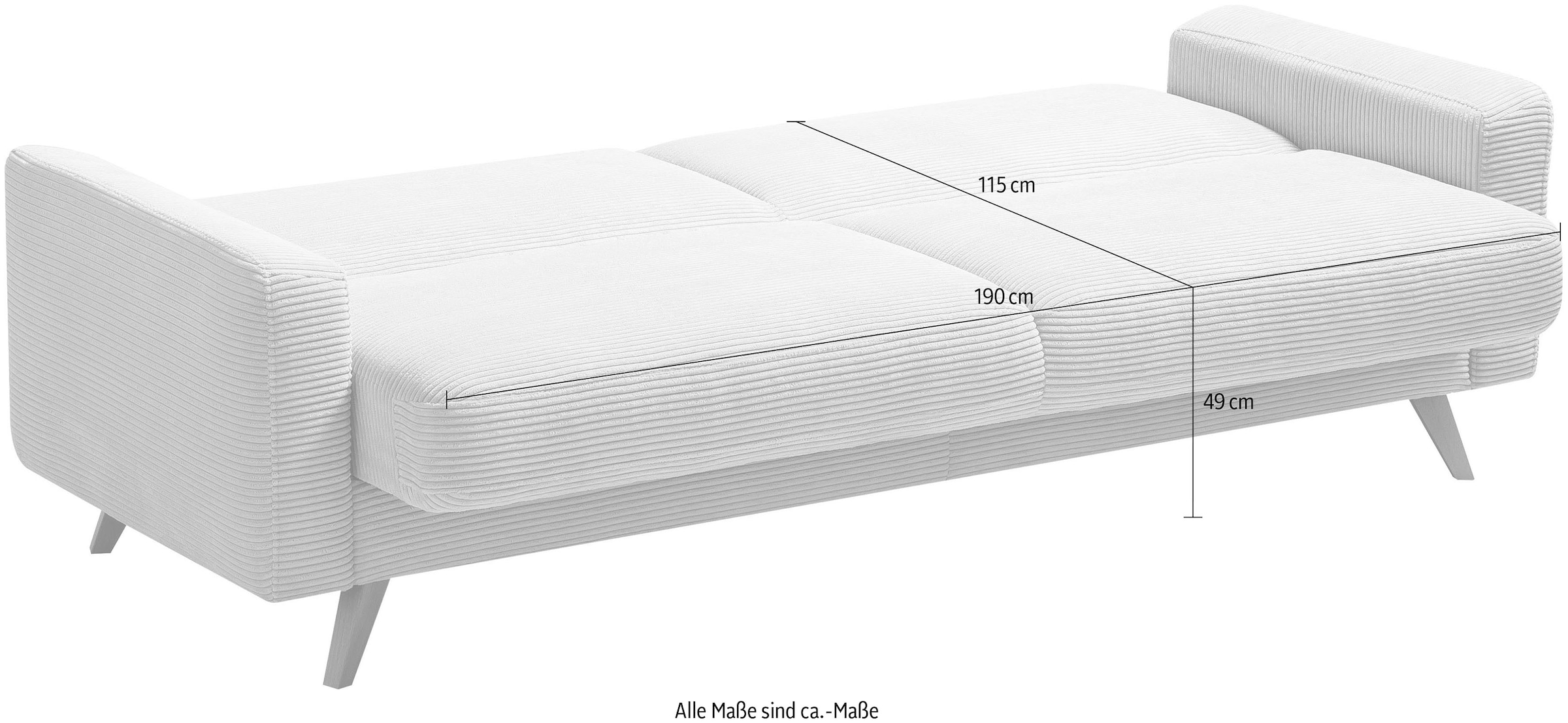exxpo - sofa fashion 3-Sitzer »Samso, elegant und bequem, aktueller Cord Bezug, Kippcouch«, hochwertige Verarbeitung, Schlafsofa inkl. Bettfunktion und Bettkasten