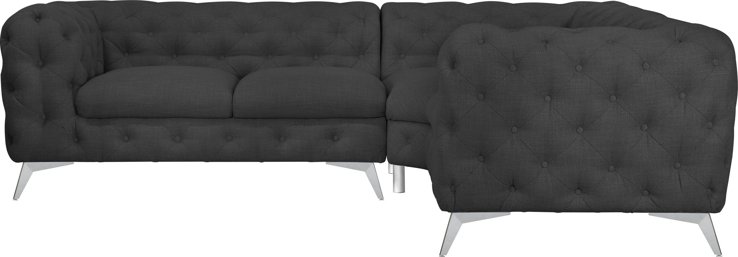 Leonique Chesterfield-Sofa »Ecksofa GLYNIS L-Form mit Wellenunterfederung, günstig online kaufen