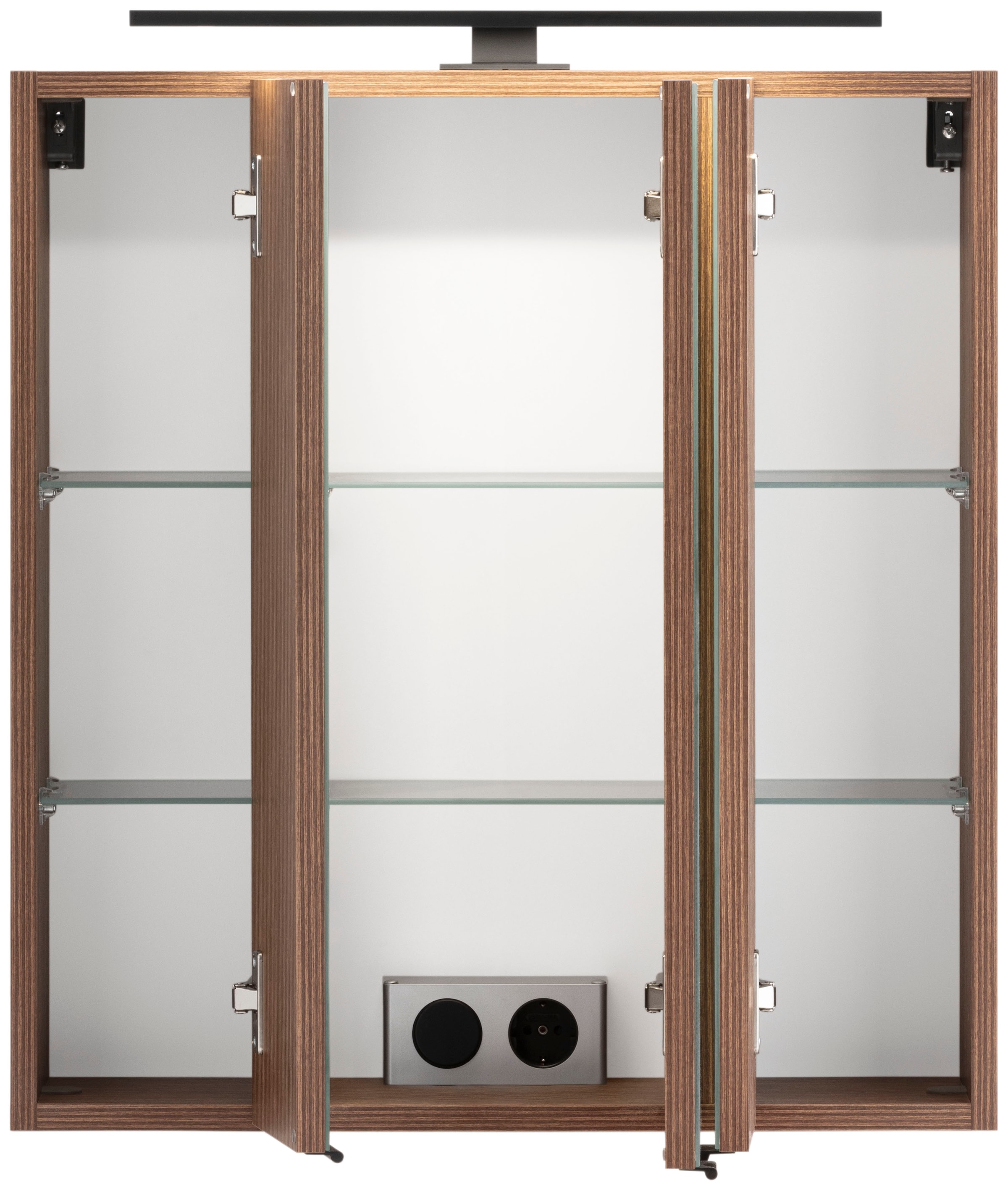 welltime Spiegelschrank »Trento, verschiedene Ausführungen und Farben«, Breite 60 cm, mit 3D-Effekt, Spiegeltüren, Inklusive LED-Beleuchtung