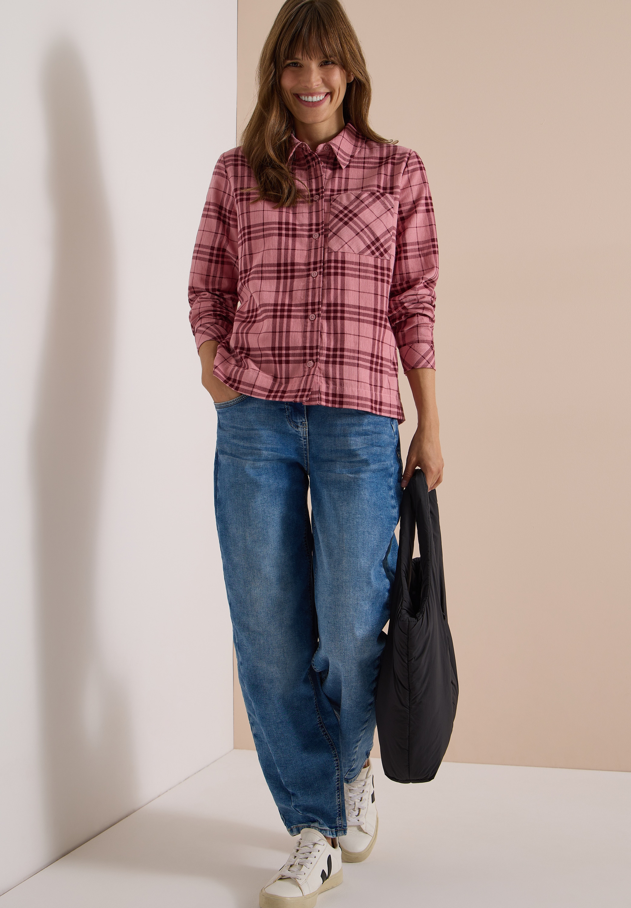 Cecil Langarmbluse Cordbluse mit Karomuster