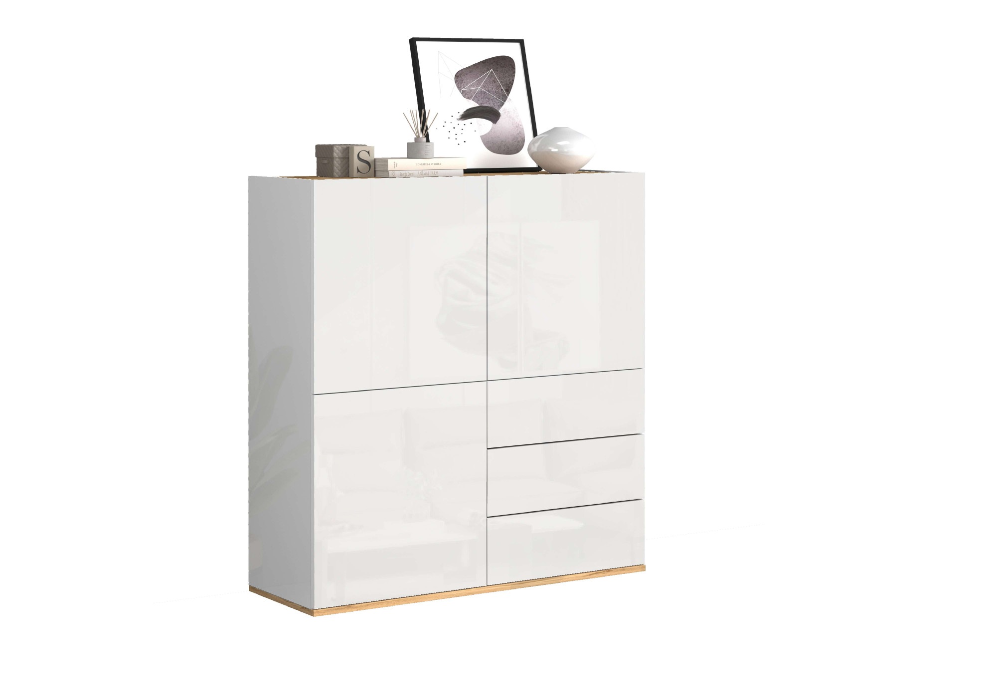 INOSIGN Highboard »GARDA Highboard, Kommode, Schrank, Grifflos mit Push to Open«, (1 St.), 3 Türen, 3 Schubladen, grifflos Breite 102 cm