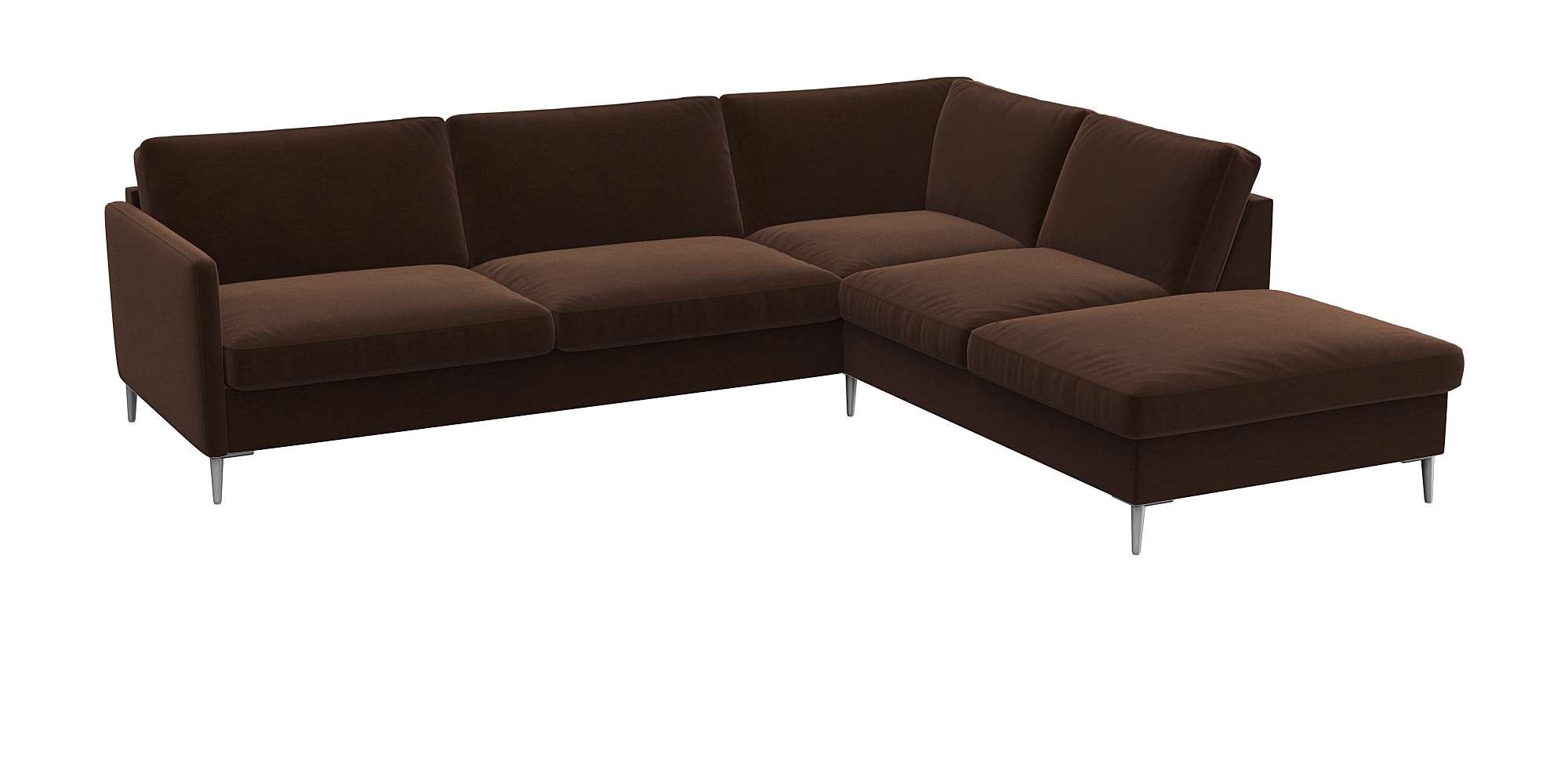 FLEXLUX Ecksofa »Fiore, L-Form, bequem und komfortabel durch hochwertigem Sitzaufbau«, schmale Armlehnen, Kaltschaum, Füße Alu
