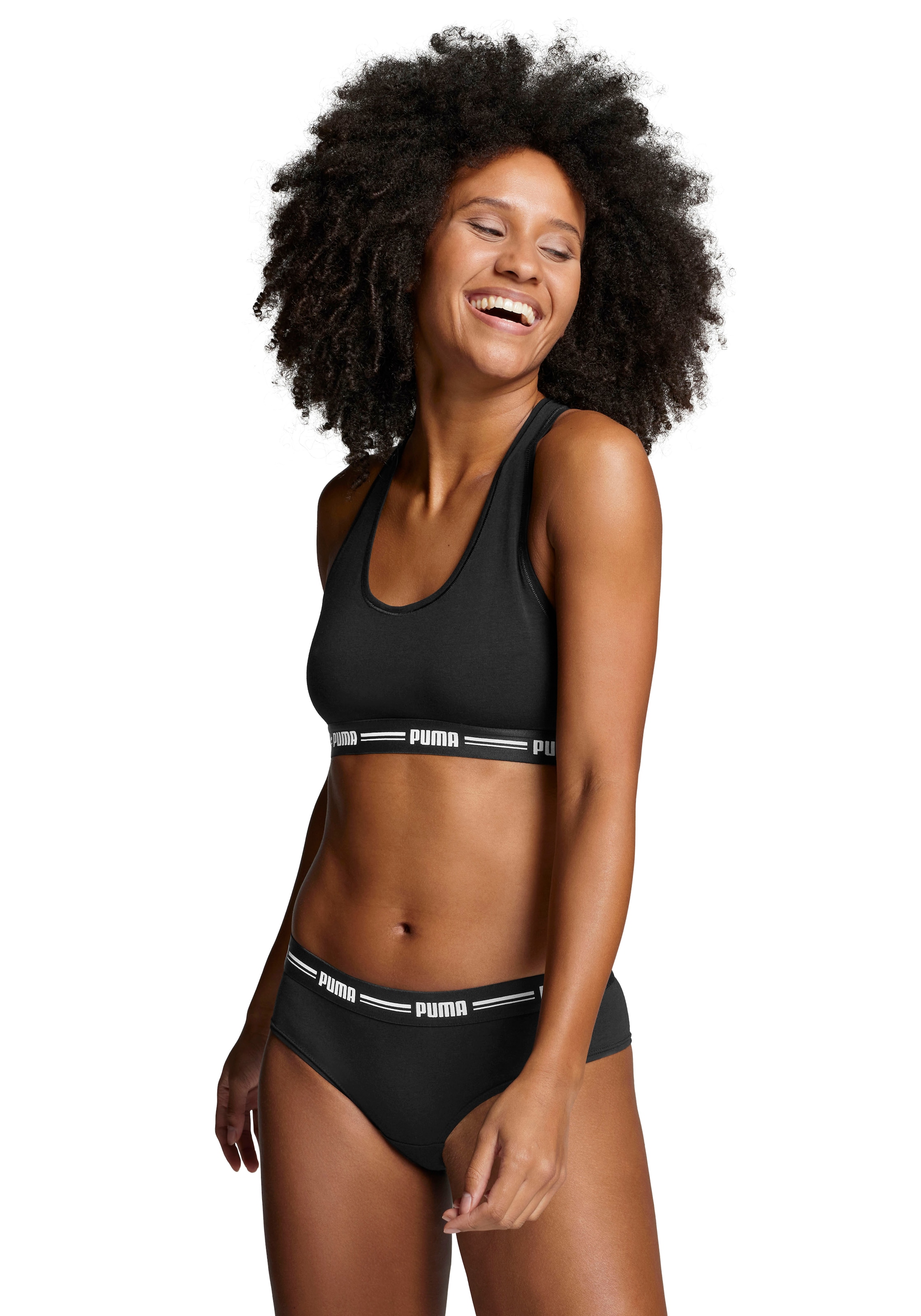 PUMA Brasilslip »PUMA WOMEN BRAZILIAN 2P HANG«, (2er Pack), mit weichem Logobündchen