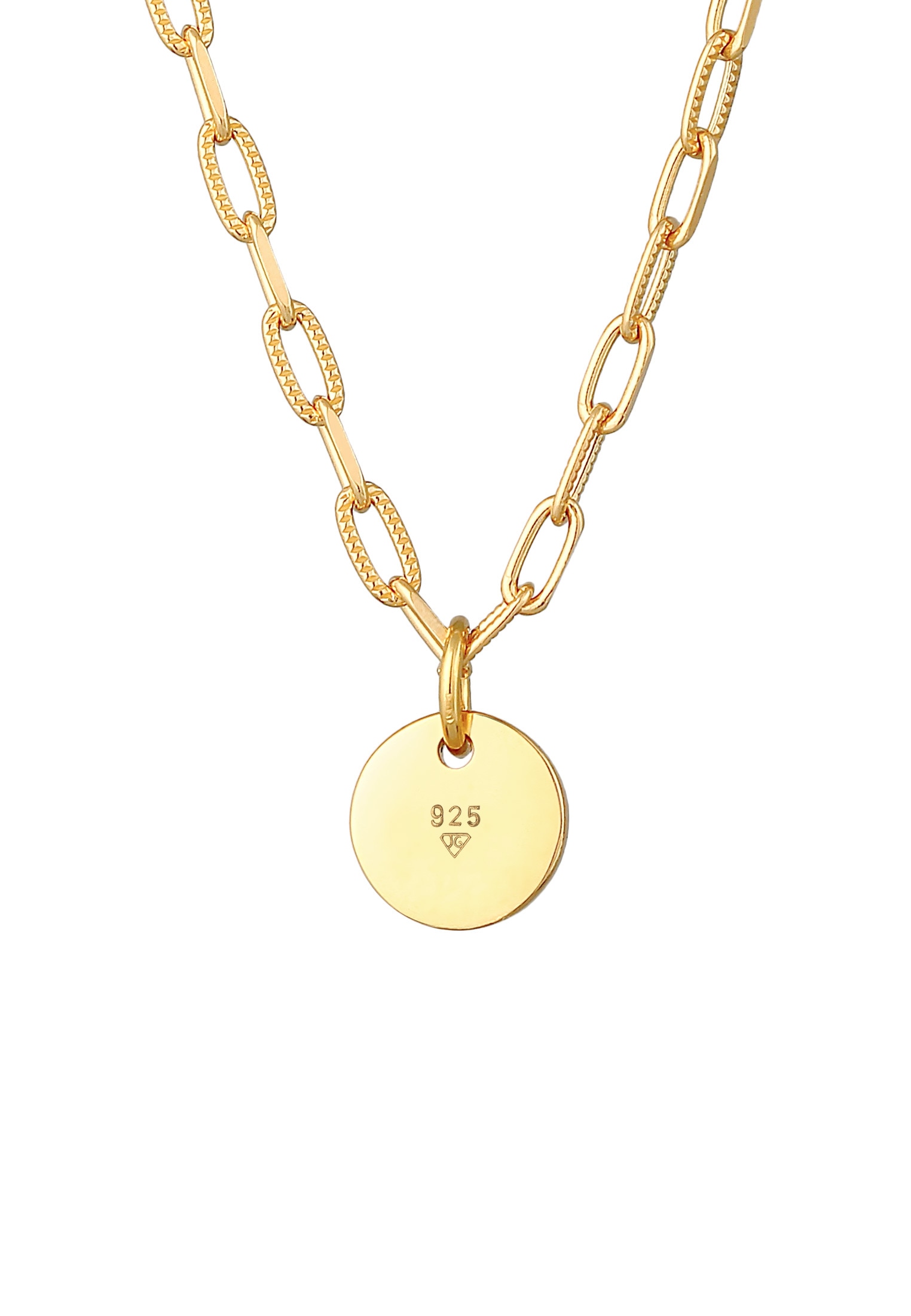 Elli Kette mit Anhänger »Plättchen Coin Gliederkette Trend 925 Silber«