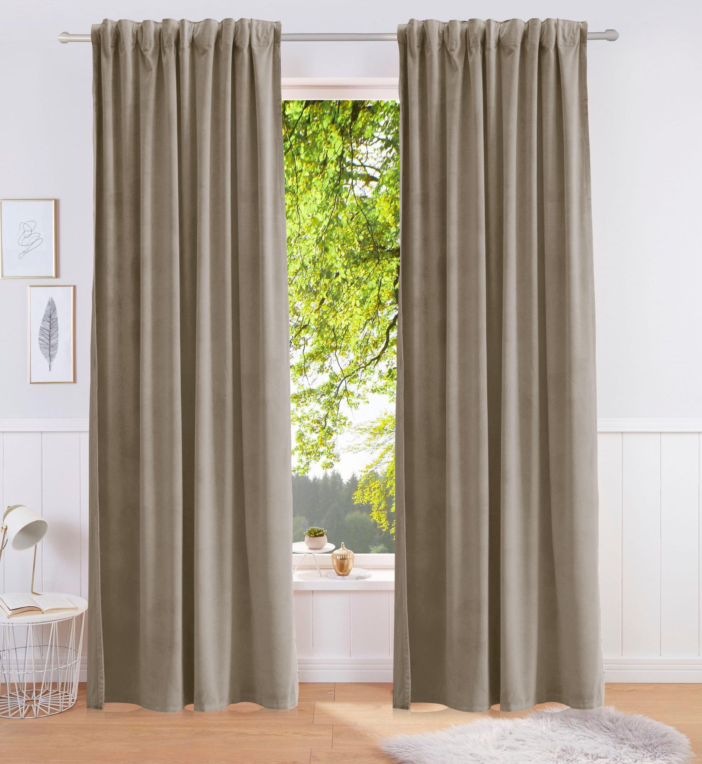 Bruno Banani Vorhang »Leroy« Kräuselband 1 Stk. tlg. Samt, einfarbig, monoc günstig online kaufen