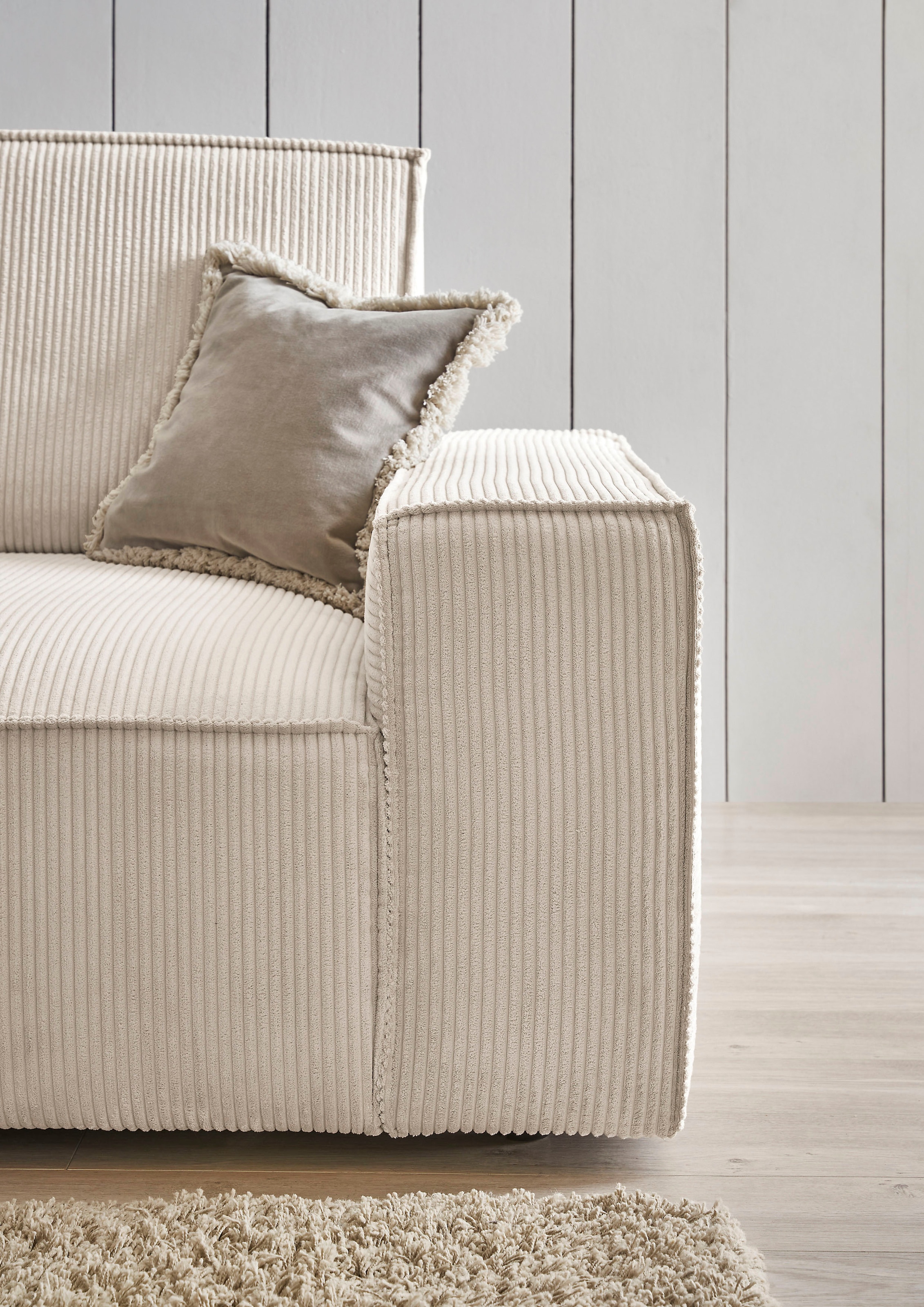 Home affaire Polsterecke »NEU: SHERWOOD XXL tief, L-Form mit Schlaffunktion, Big-Sofa mit Hocker«, (Set, 2 St.), stellbar zum Schlafsofa (Krokodilverbinder), Cord, Leinenoptik