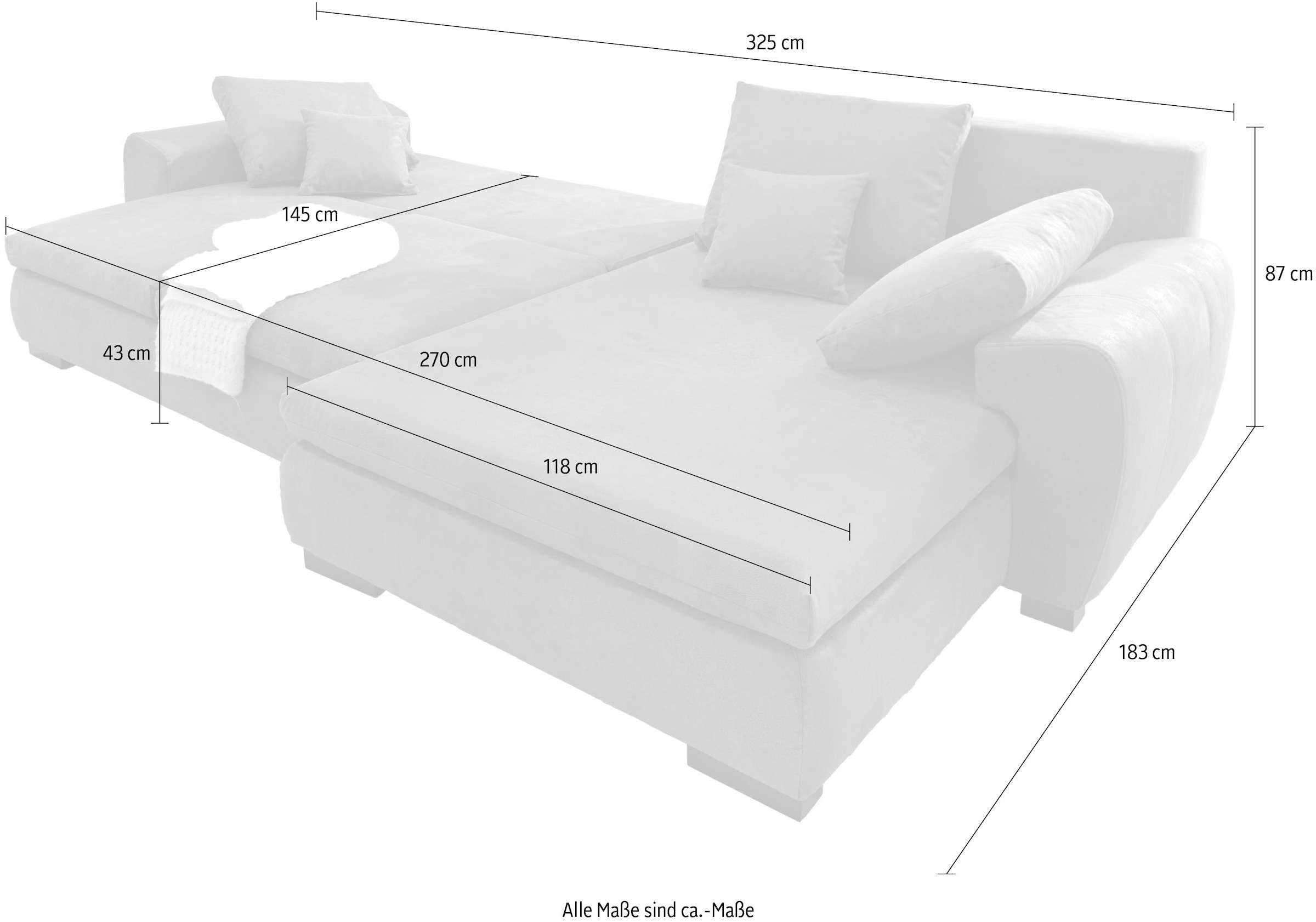 Home affaire Ecksofa »Cara Mia«, wahlweise mit Raten Bettfunktion auf kaufen Massivholzfüße und Bettkasten