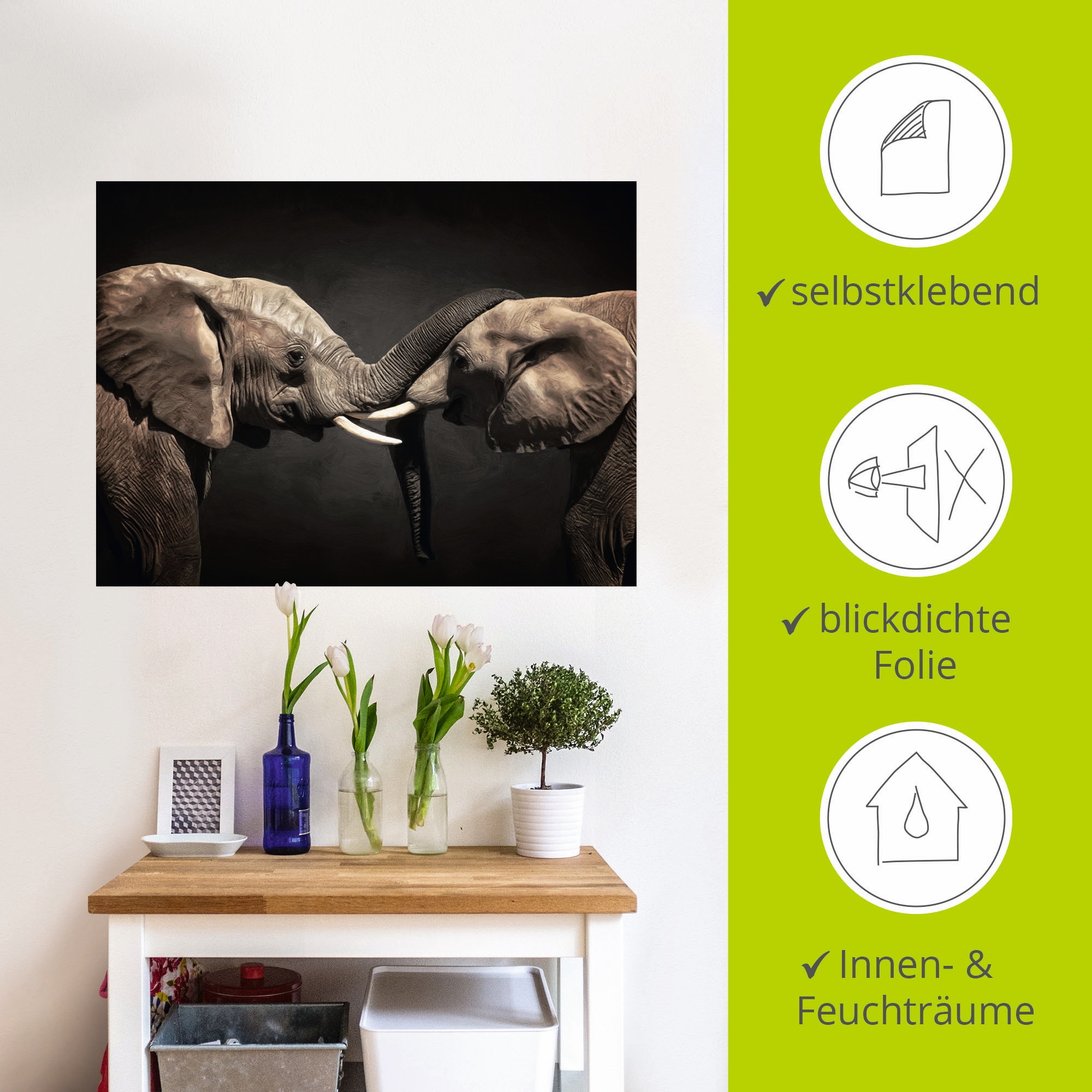 Artland Wandbild »Zwei Elefanten«, Wildtiere, (1 St.), als Leinwandbild, Poster, Wandaufkleber in verschied. Größen