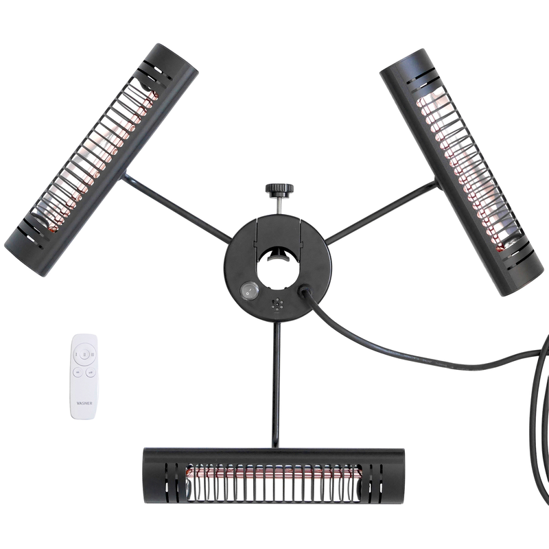 VASNER Heizstrahler »Sonnenschirm, schwarz, Umbrella X30« 3.000 W mit Fernbedienung, für Terrassen- und Gastronomieschirme schwarz