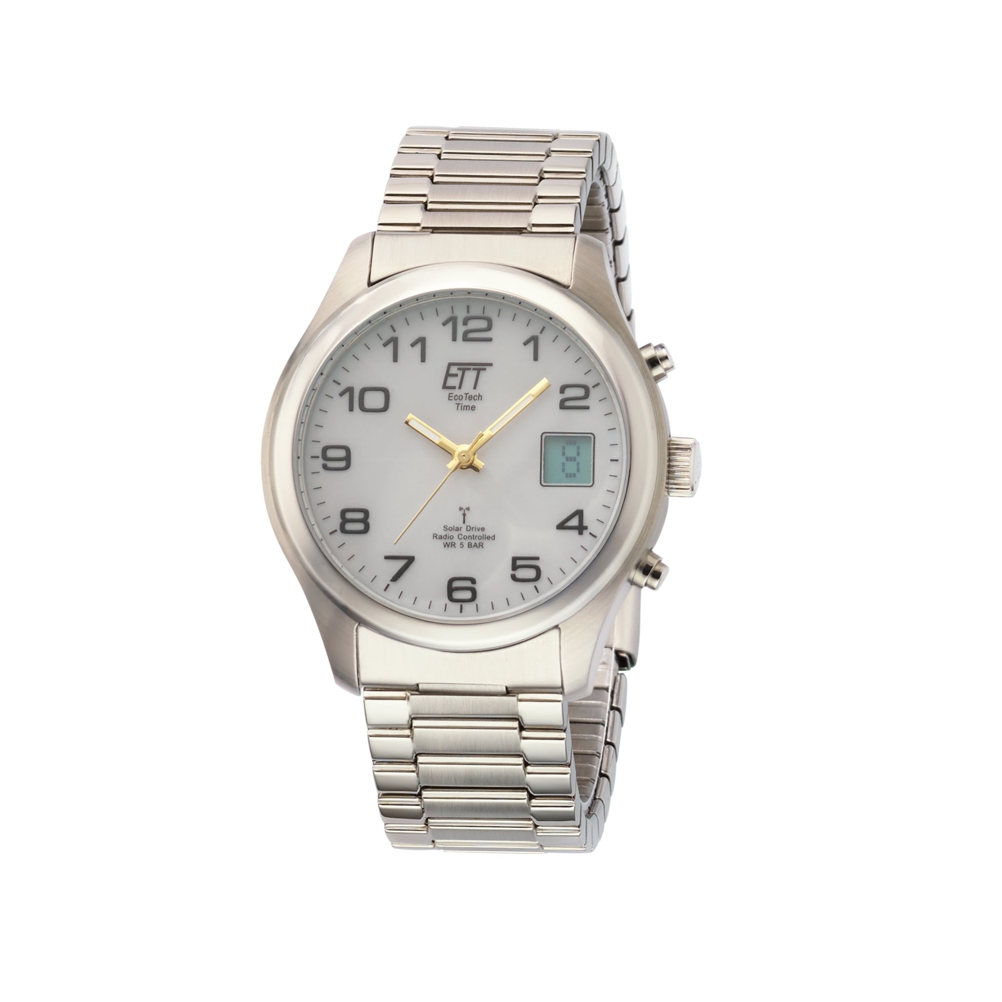 ETT Funkuhr »Gobi« Armbanduhr, Solar, Herrenuhr, Edelstahlarmband, analog, digital