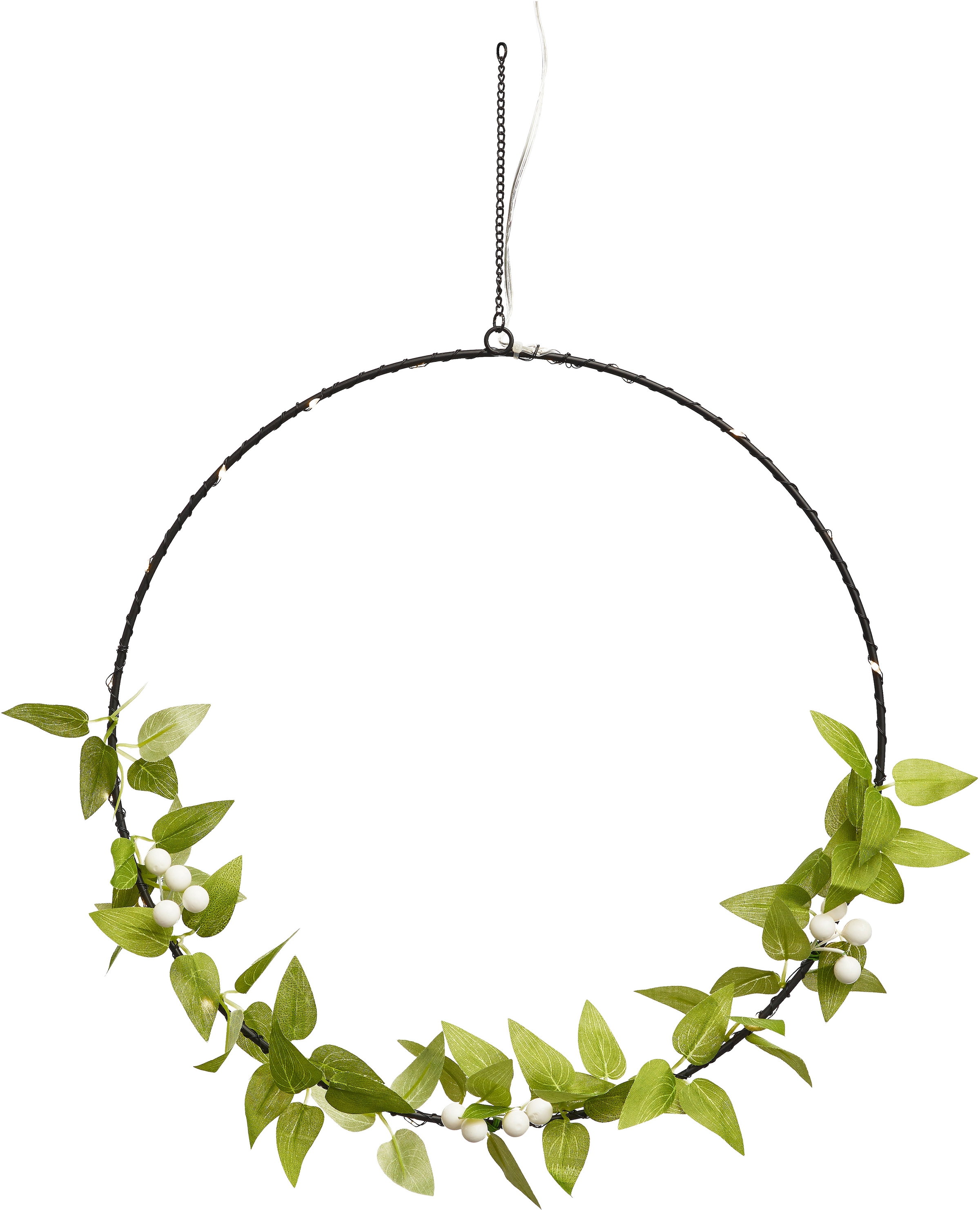 IC Winterworld LED Dekolicht »Weihnachtsdeko«, Beleuchteter Metall-Ring, mit Blättern beschmückt, Ø ca. 30cm