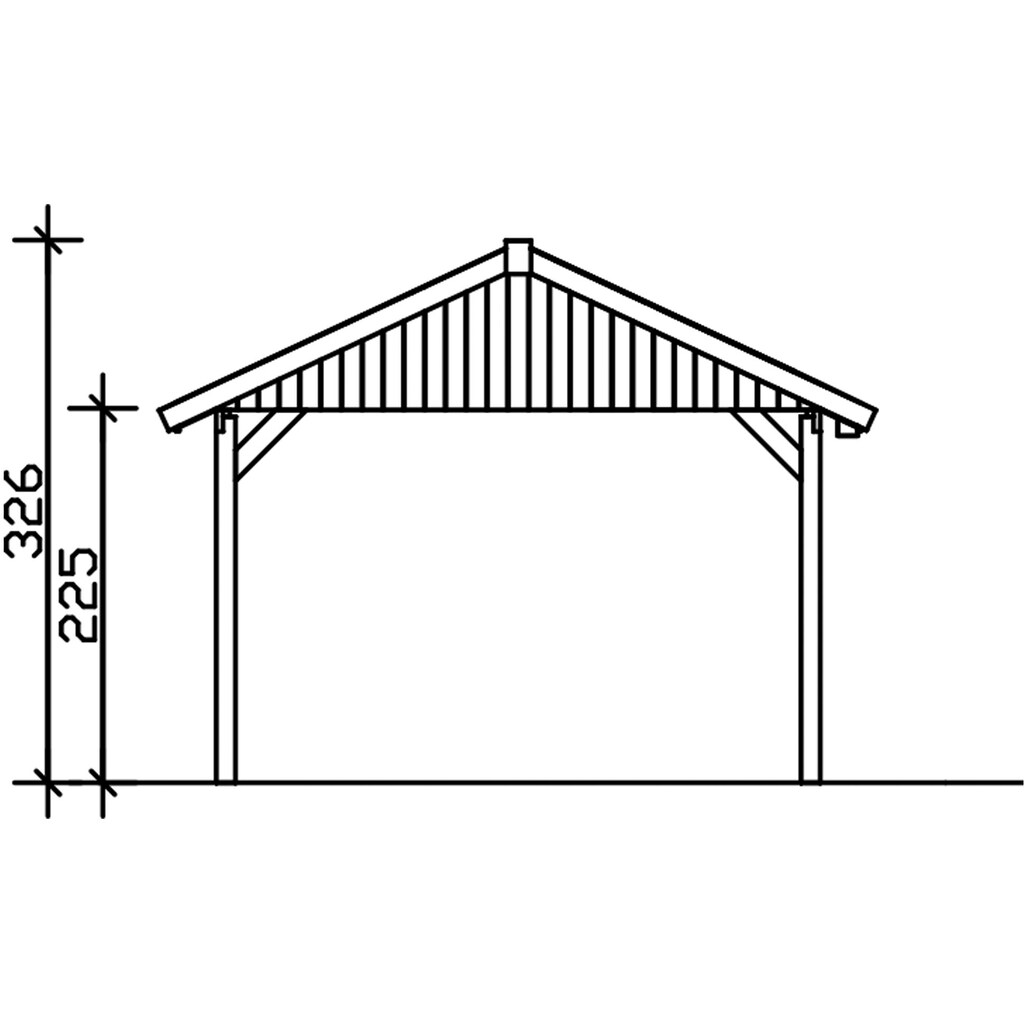 Skanholz Einzelcarport »Wallgau«, Nadelholz, 340 cm, Nussbaum, 430x600cm, mit Dachlattung