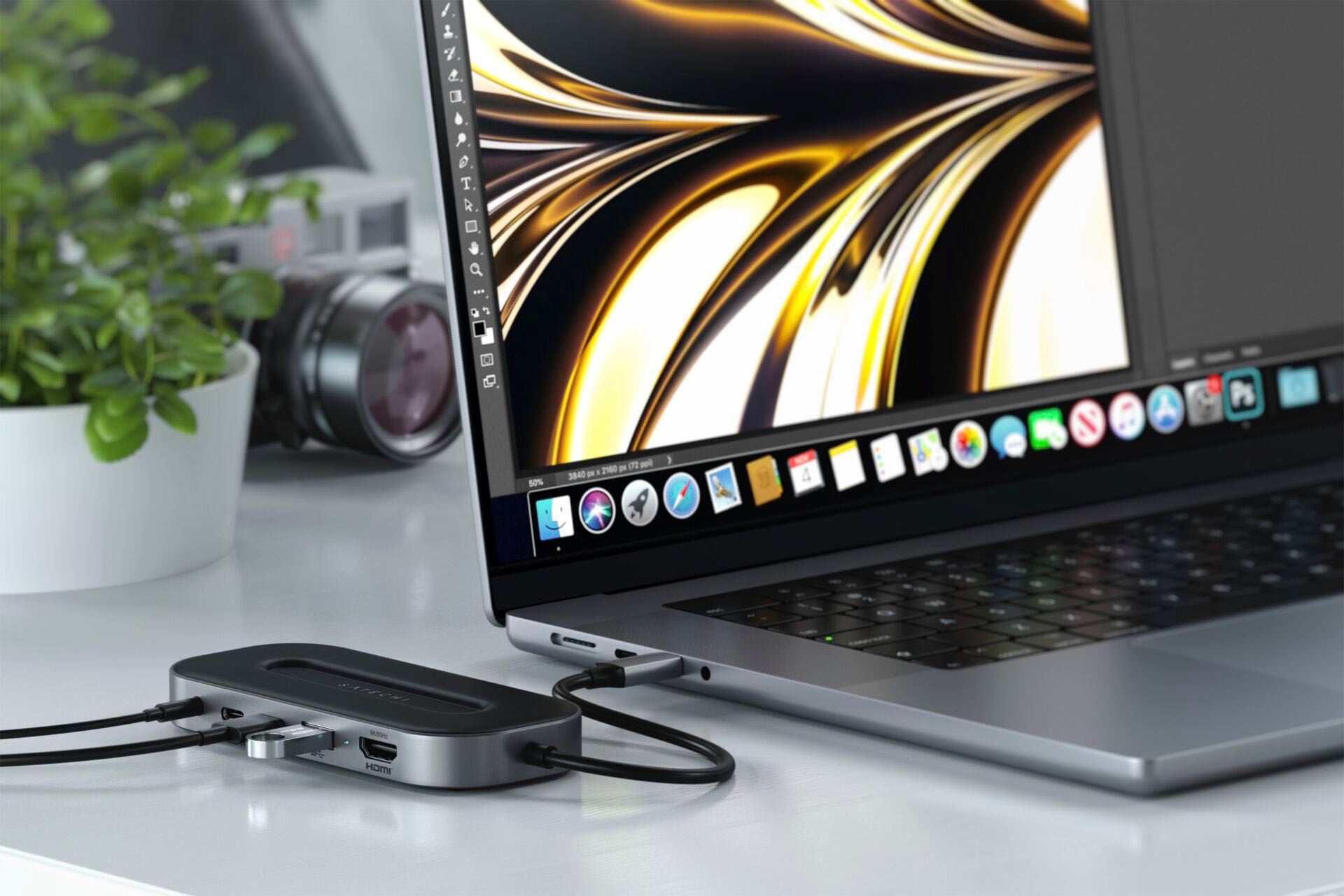Satechi Laptop-Adapter »USB4 Multiport Adapter with 2.5G Ethernet«, USB-C-Thunderbolt zu HDMI-USB Typ A-USB Typ C-3,5-mm-Klinke-RJ-45 (Ethernet), 19,5 cm