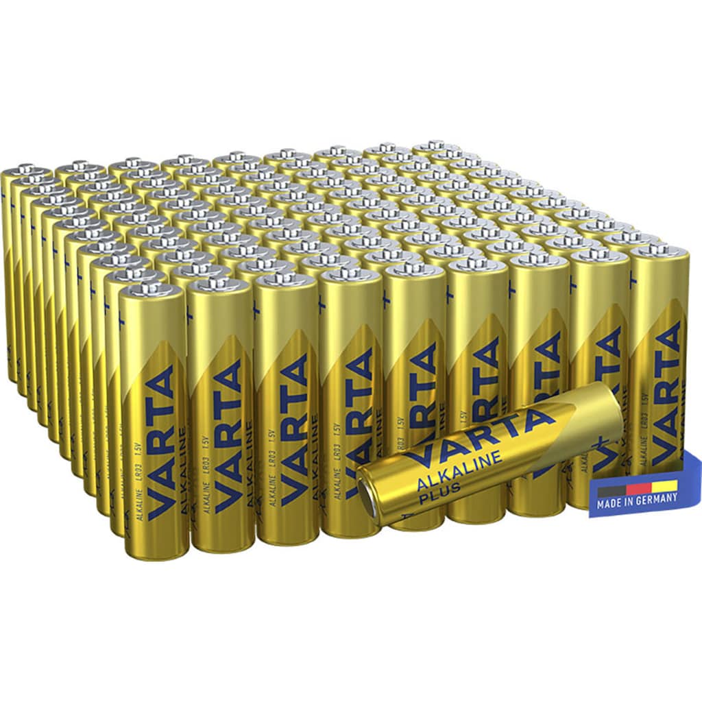 VARTA Batterie »Alkaline Plus AAA Batterien, 100er Pack«, LR03, (Packung, 100 St.)