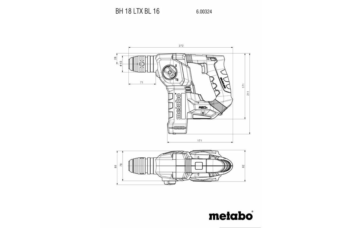 metabo Akku-Bohrhammer »Metabo Akku-Bohrhammer BH 18 LTX BL« Ohne Akku/Ladegerät