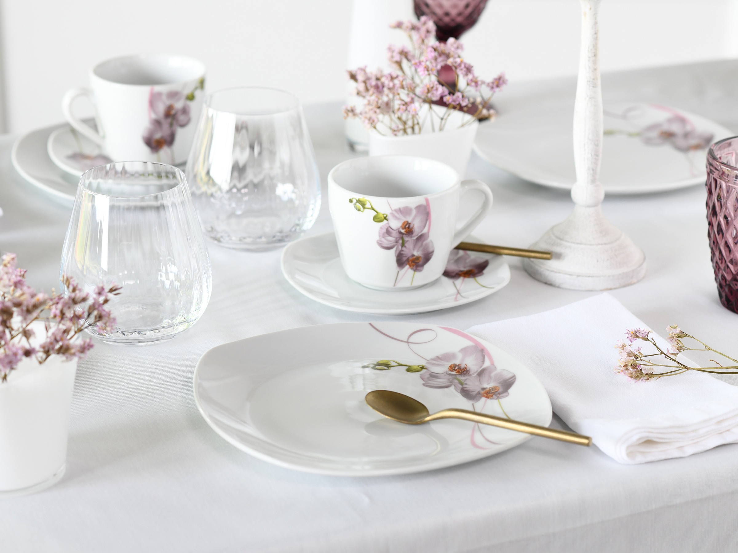 CreaTable Tafelservice »Square Orchidee, Tafel-Service 12-tlg«, (Set, 12 tlg.), Fotorealistische Darstellung